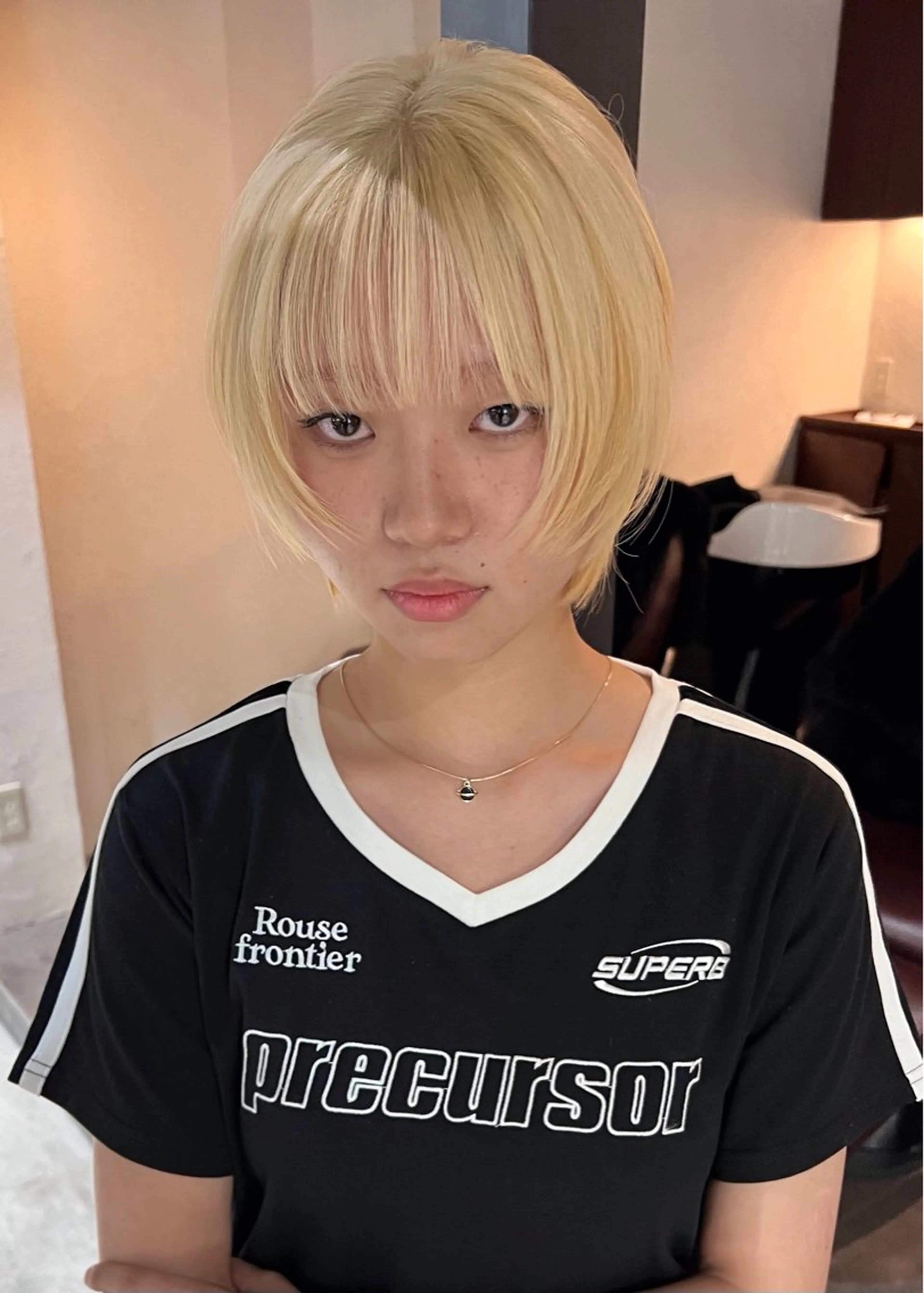 ショート カラー ブロンド ショートヘア DEAN所属・KEIGO/パーマ ハイトーン/DEANのヘアスタイル