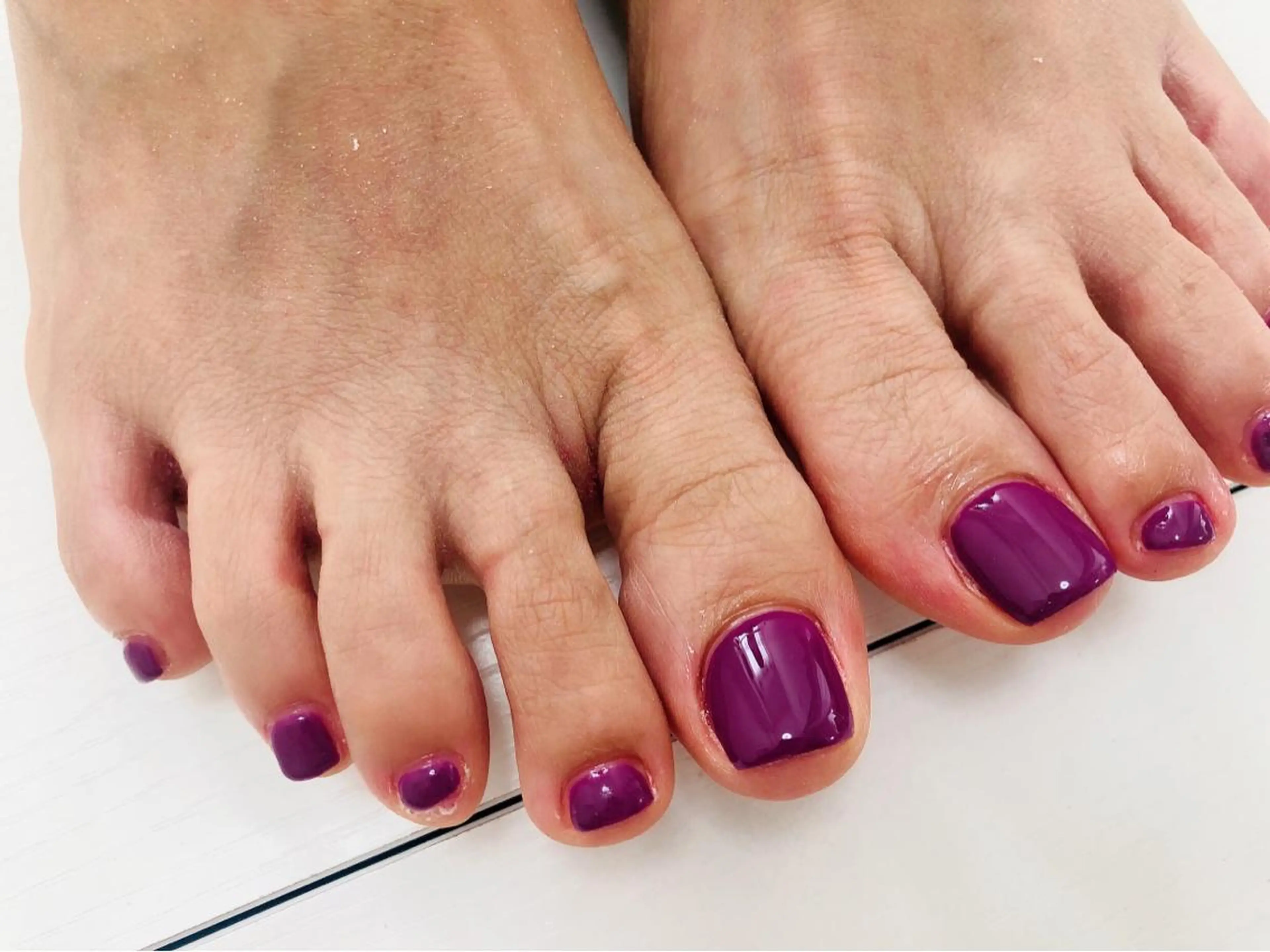 ネイル ワンカラーネイル パープル フットネイル Mogu nail 二子玉川のネイルデザイン