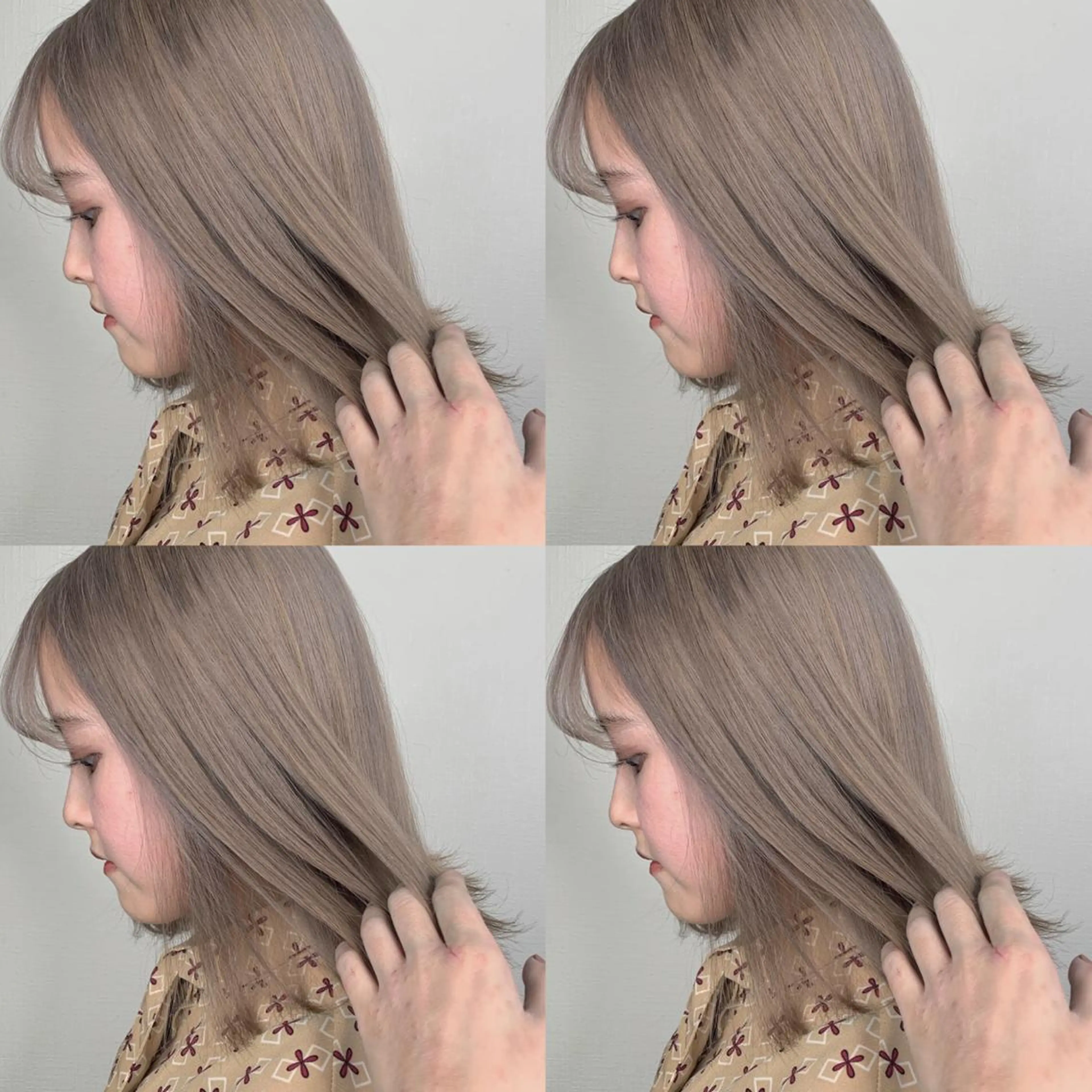 ミディアム カラー ベージュカラー ブリーチ ホワイトベージュ ヘアカラー 袴田 伊代のヘアスタイル