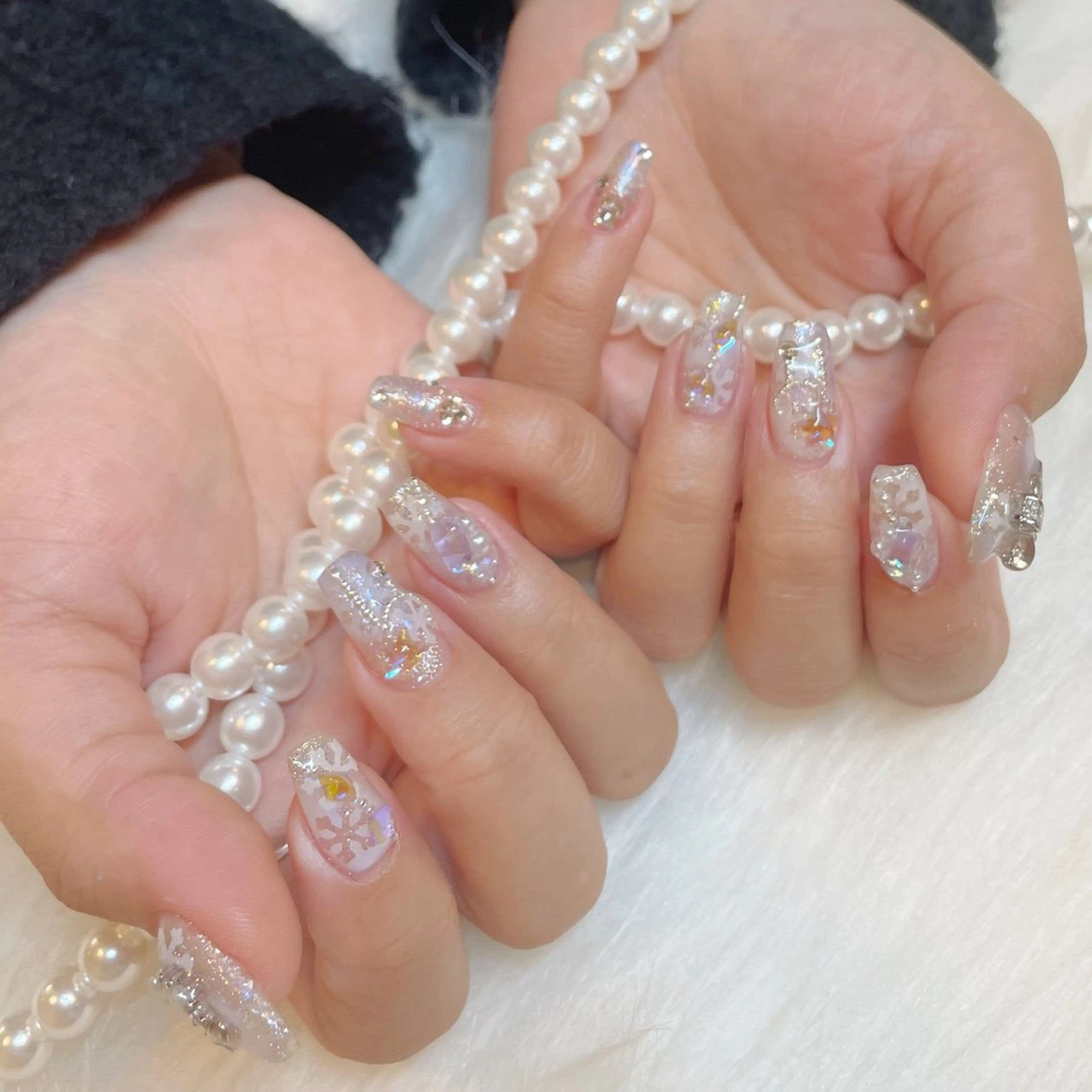 ネイル アートネイル 韓国ネイル 水色 ロングネイル マグネットネイル ハンドネイル ハンドケア NailDemure 【銀座店】のネイルデザイン