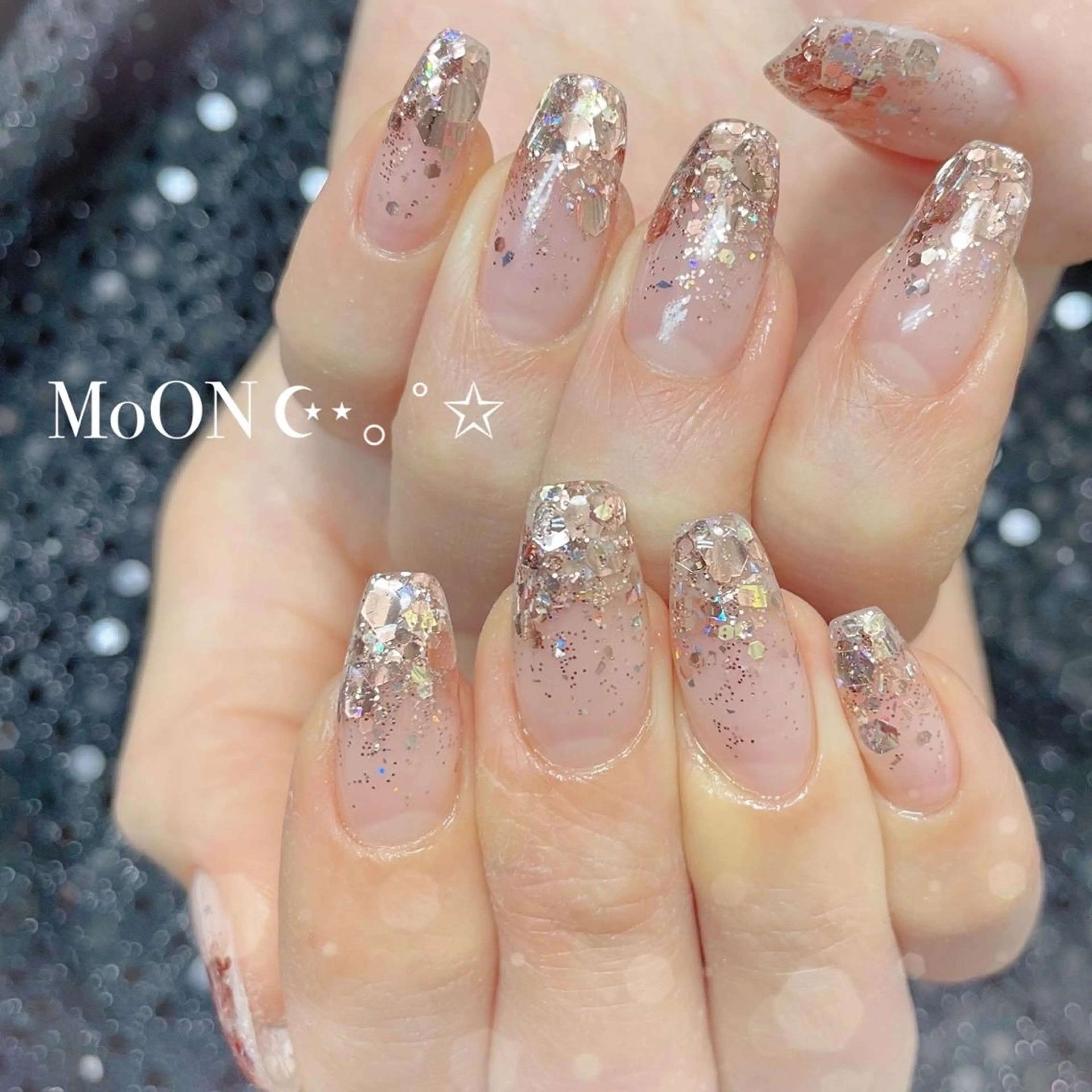 ネイル ラメ(グリッター) ハンドネイル ハンドケア MoON...❤︎ MeGuのネイルデザイン