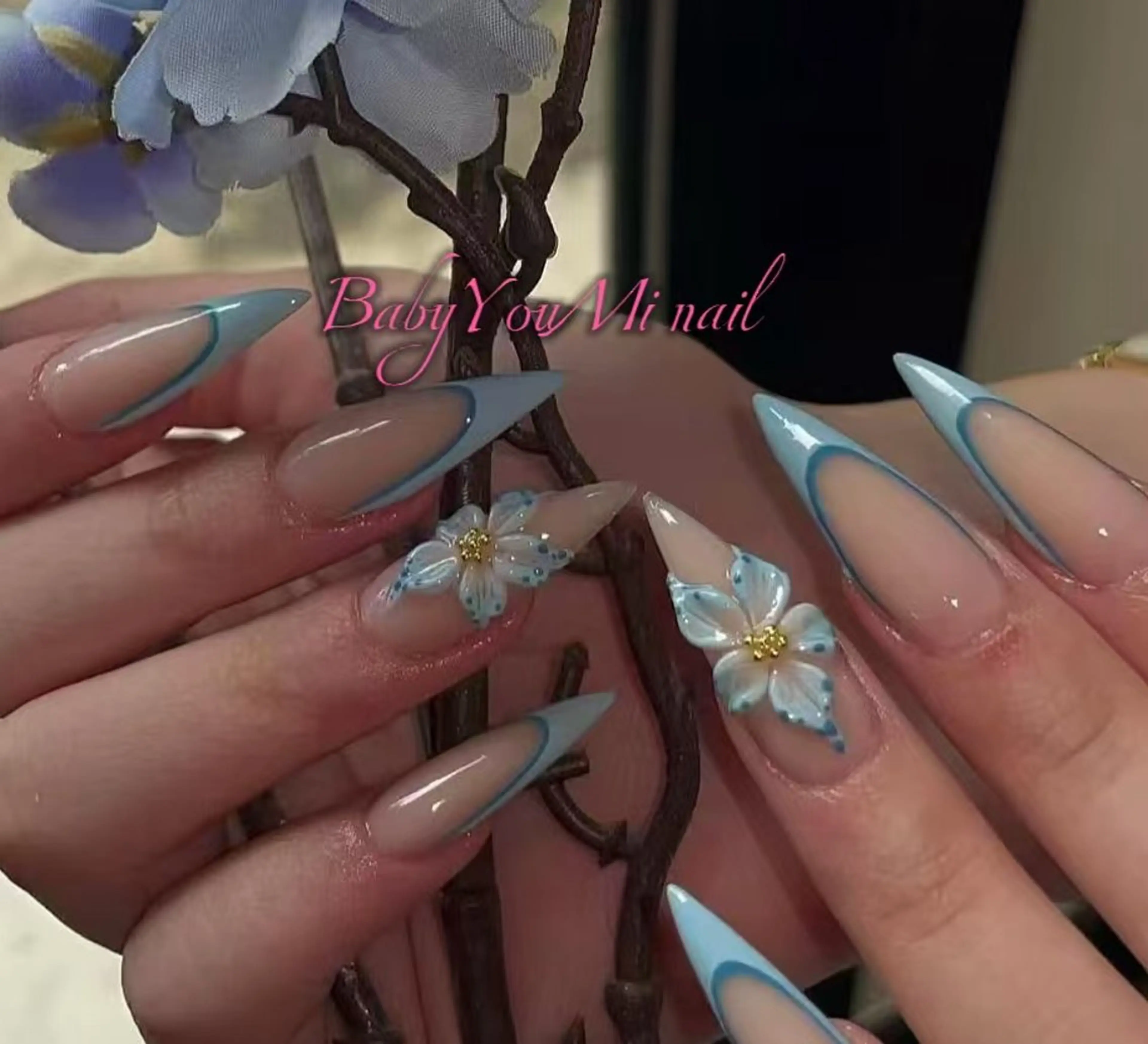 ネイル オーロラネイル フラワーネイル フットネイル フレンチネイル ジェルネイル ハンドネイル BabyYouMi ねねのネイルデザイン