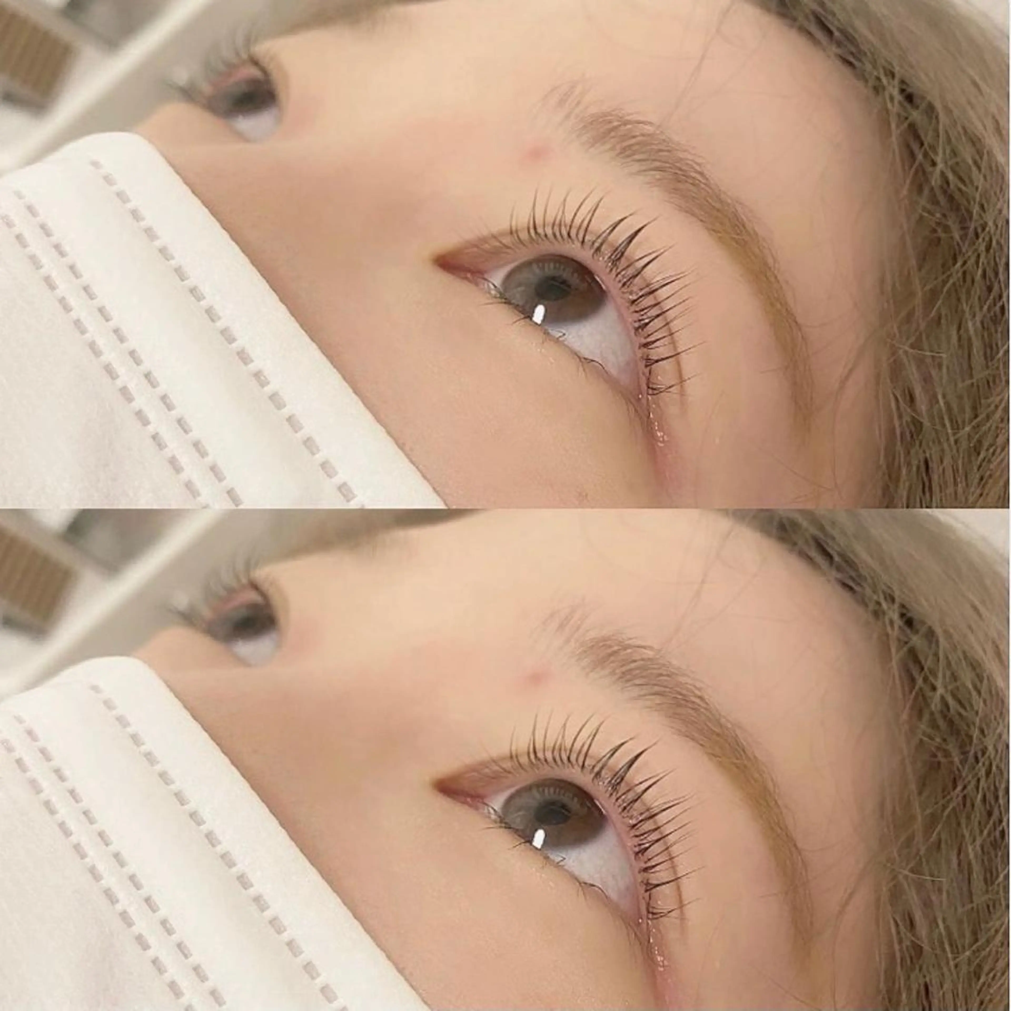 マツエク・マツパ 束感まつ毛 フラットラッシュ 韓国風マツエク パリジェンヌラッシュリフト ボリュームラッシュ 肌に馴染むハイトーン /ミルクティーカラーのマツエク・マツパデザイン