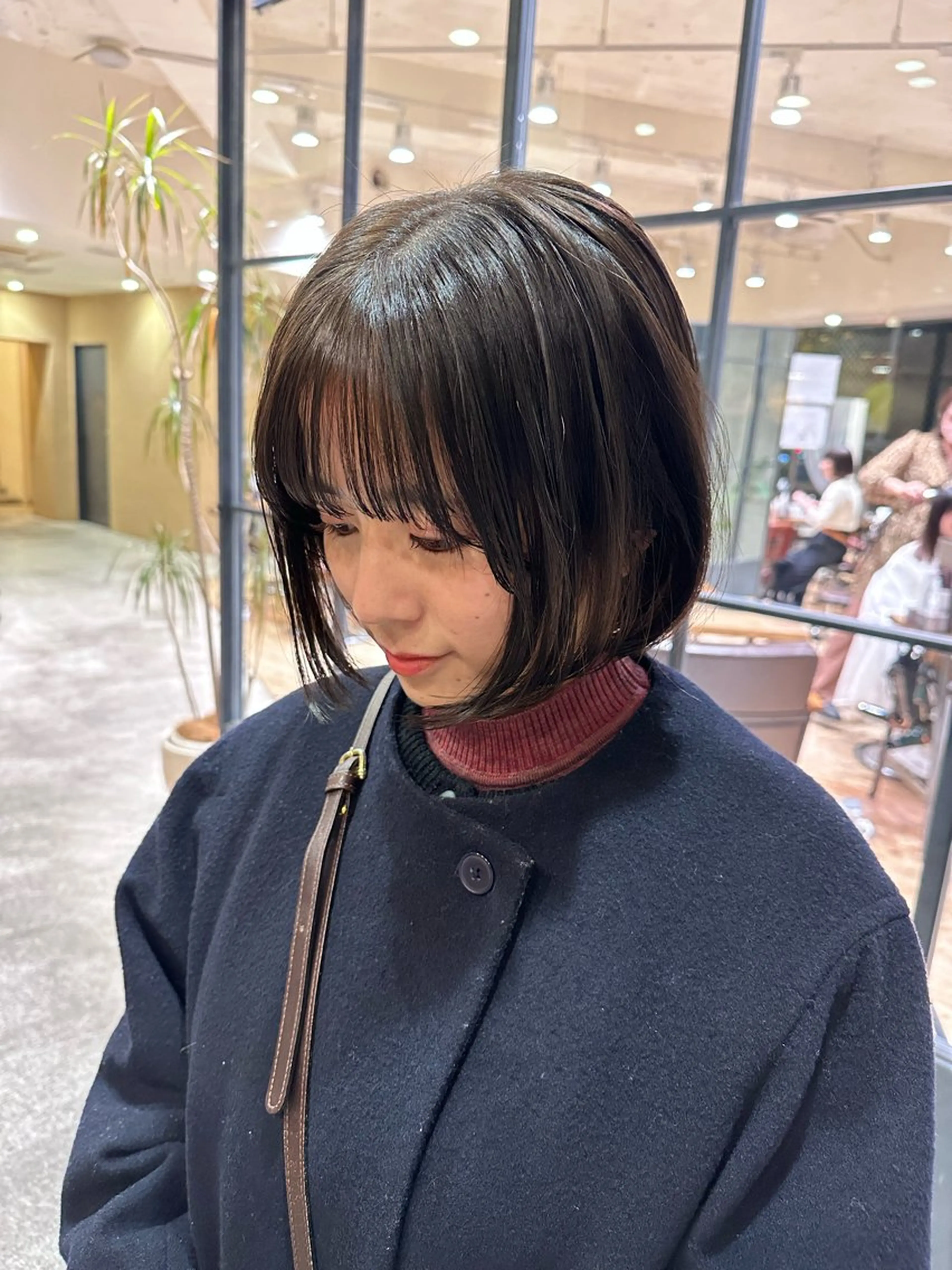 ミディアム カラー オリーブカラー ボブ yukie🌷 /暖色🍒梅田サロンのヘアスタイル