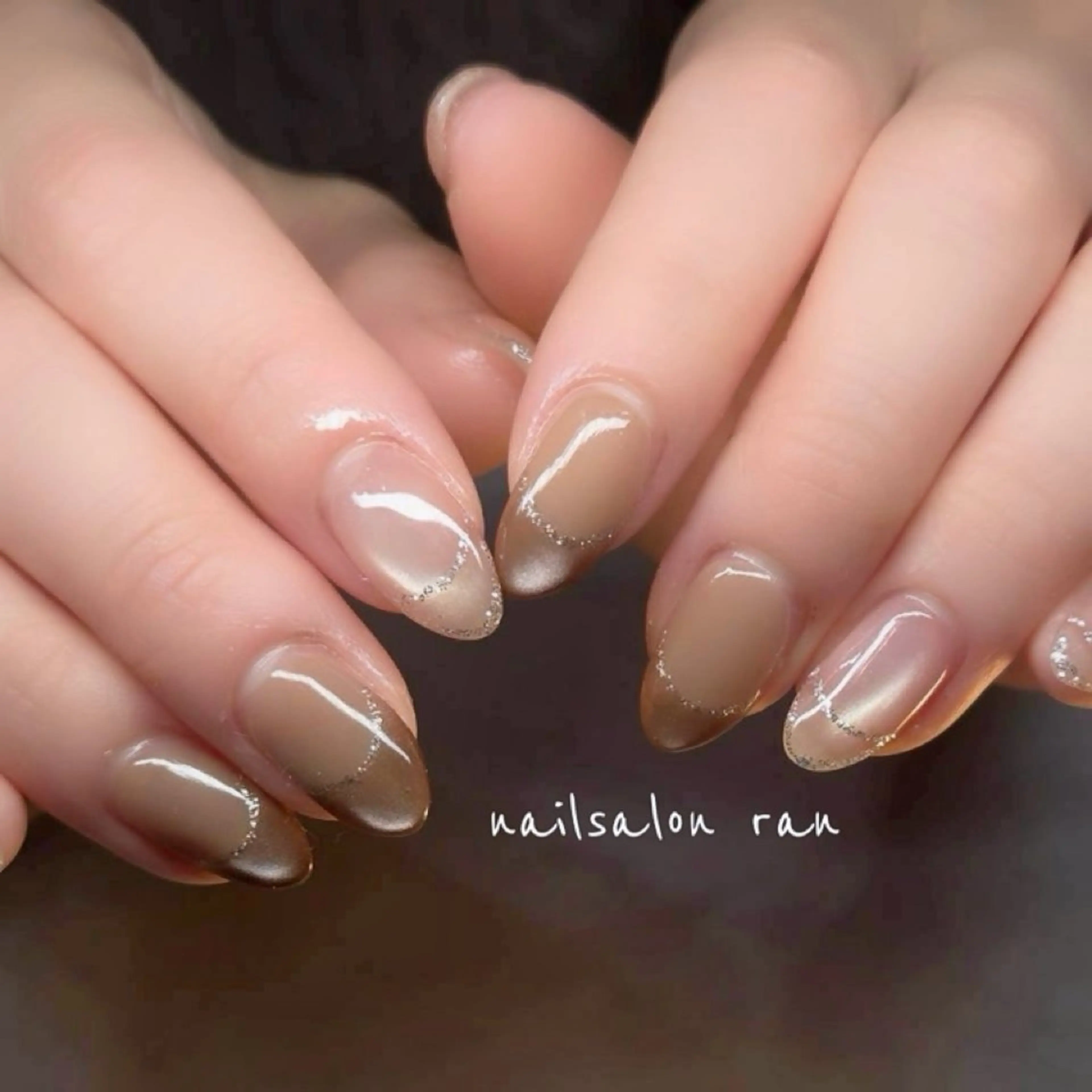 ネイル ブラウン フレンチネイル ハンドネイル ハンドケア nailsalon ranのネイルデザイン