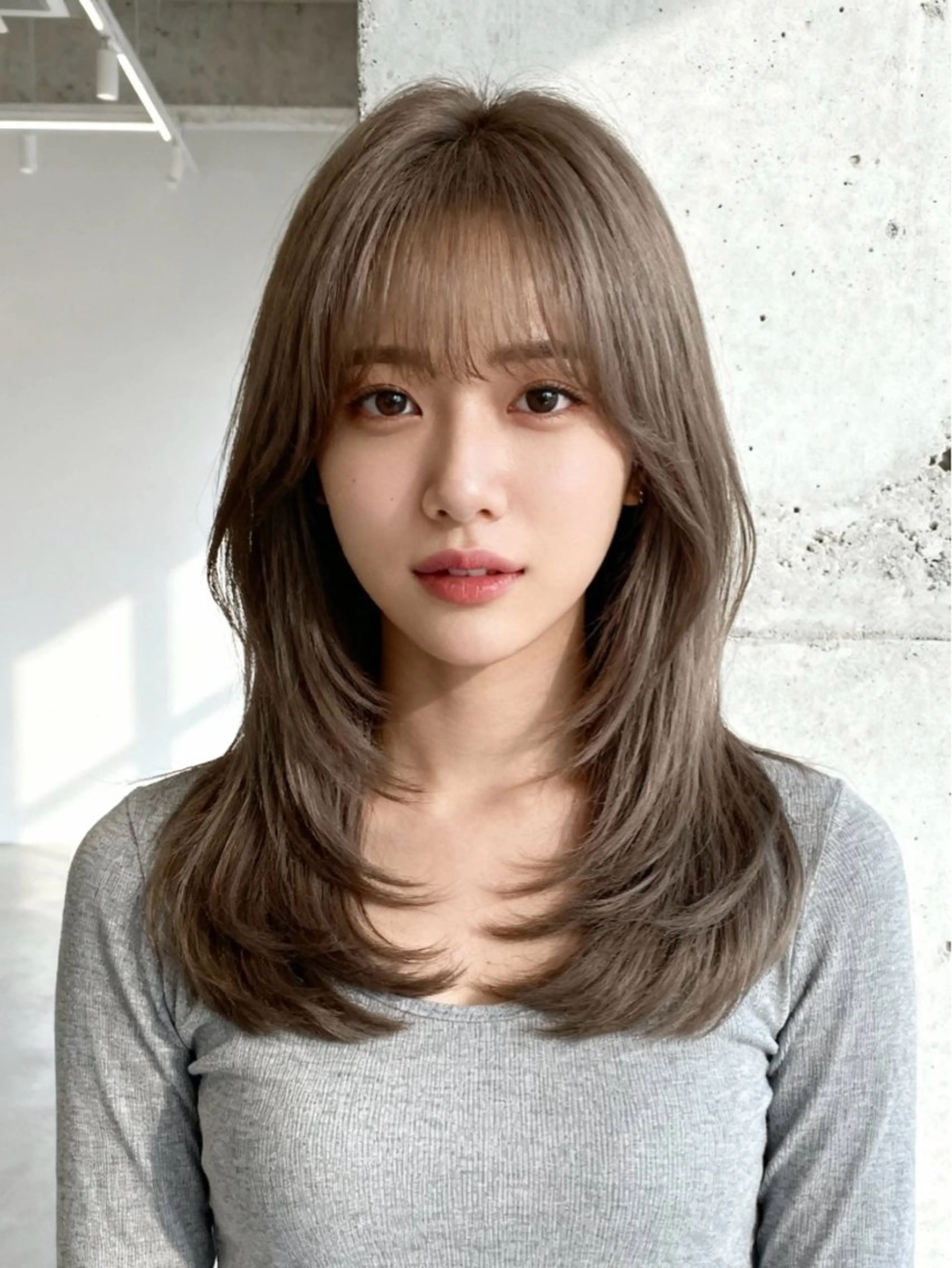 セミロング カラー アディクシーカラー 透明感カラー くびれヘア 顔まわりレイヤー 韓国風ヘア カット ヘアカラー トリートメント 韓国レイヤーカット 🫧大阪梅田レイヤーのヘアスタイル