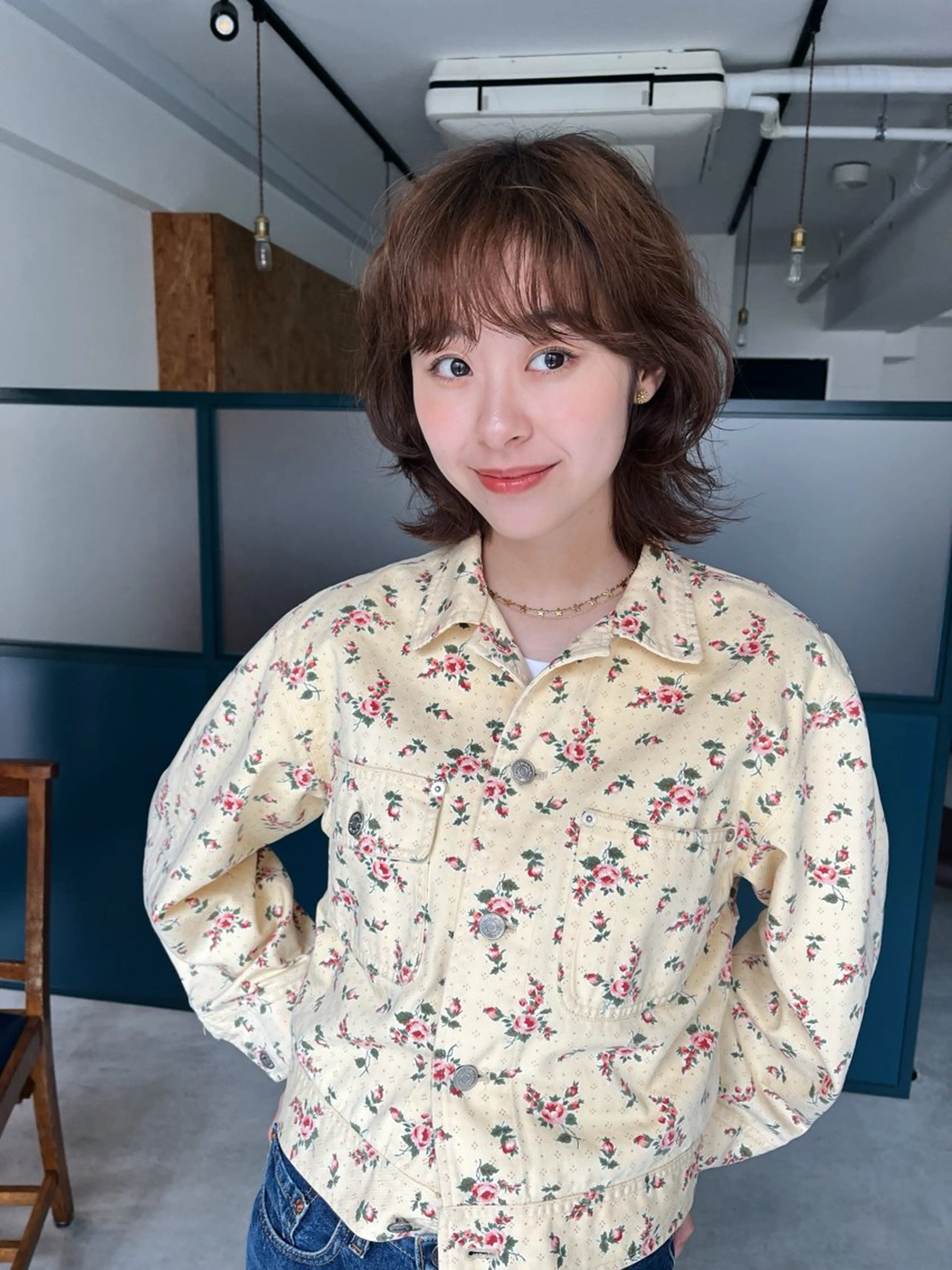 ミディアム 暖色/パーマ 🌼クニトウメイのヘアスタイル