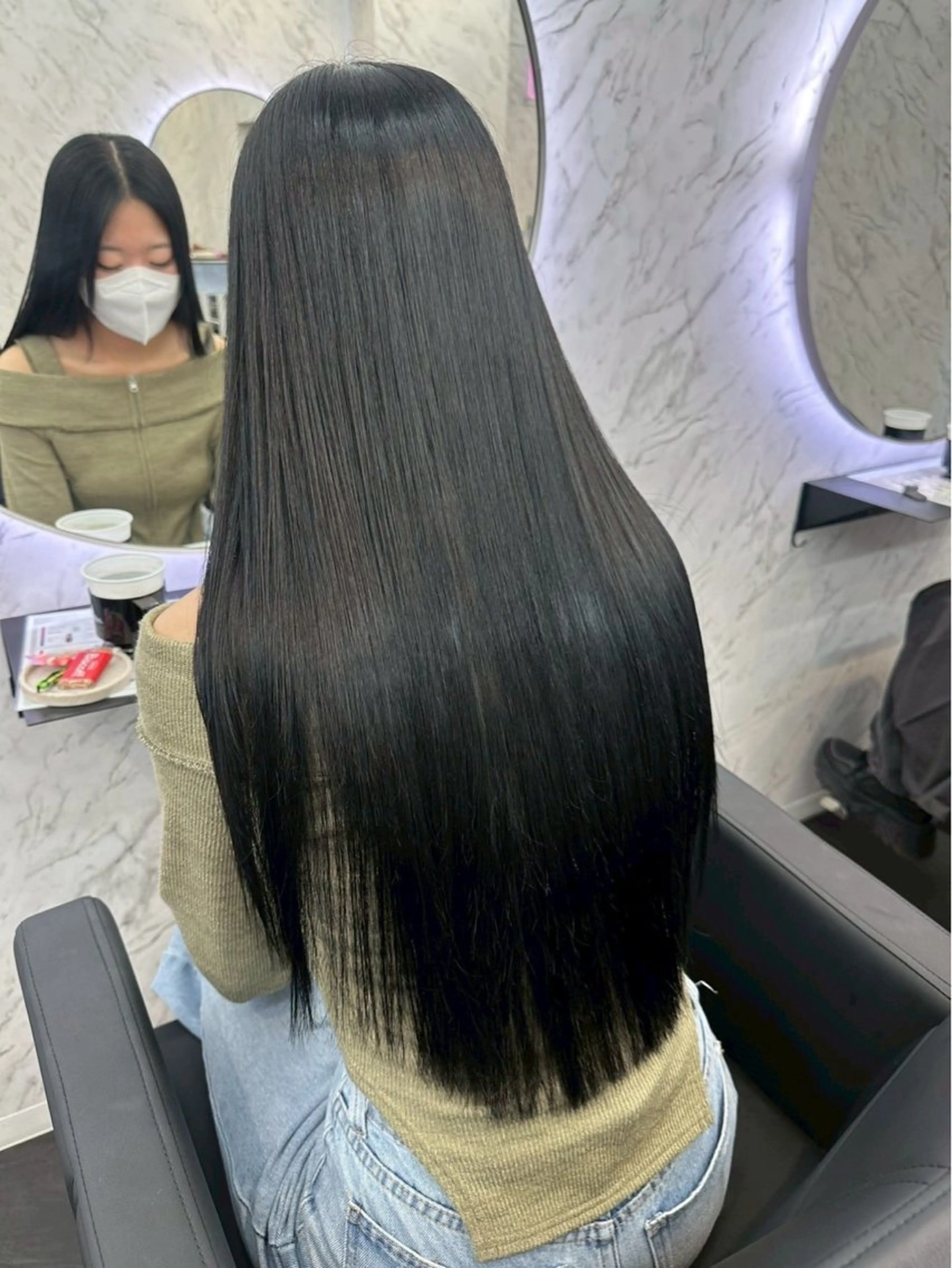 カラー 黒髪 透明感カラー hair salon dot.mooda所属・레온⋆✦ Leon 透明感✨️Colorのヘアスタイル