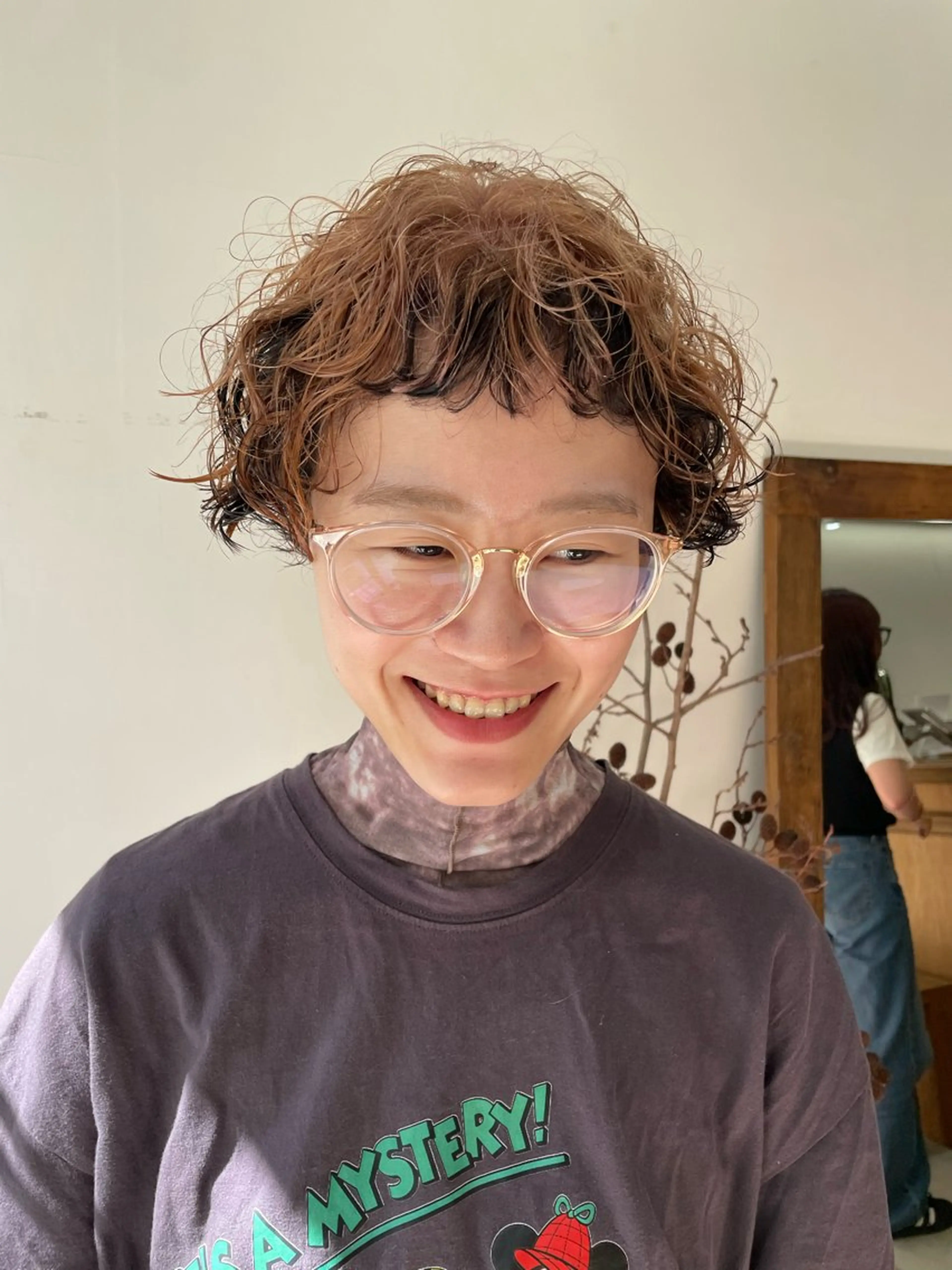 ミディアム カラー パーマ ヘアアレンジ メンズ ミディアムパーマ メンズパーマ ボブ カット パーマ トリートメント tatsumi/ボブ ウルフ/レイヤーのヘアスタイル