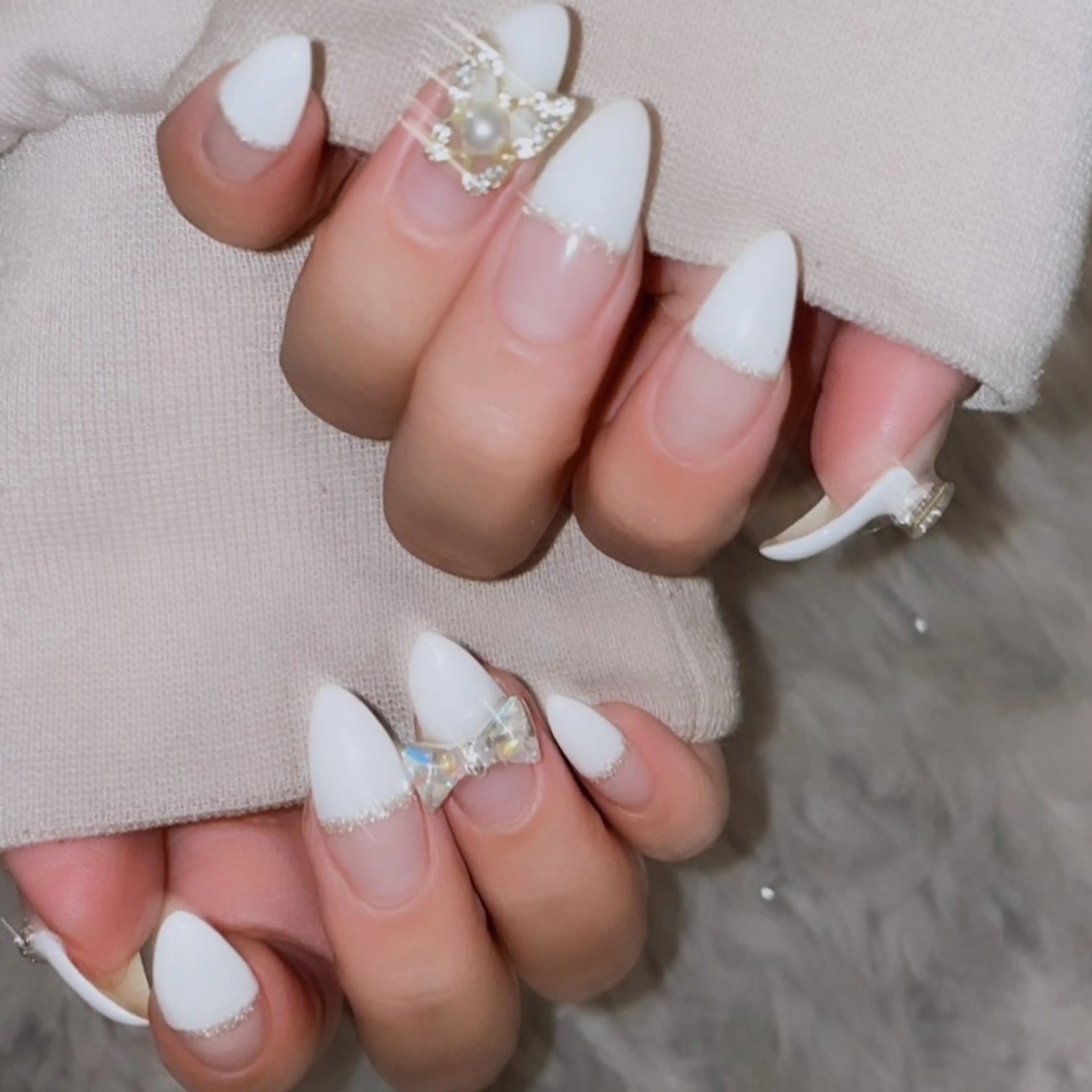 ネイル フレンチネイル 韓国ネイル 持ち込み nailsalon&U新松戸店所属・&U新松戸 スカルプ パラジェルフィルインのネイルデザイン
