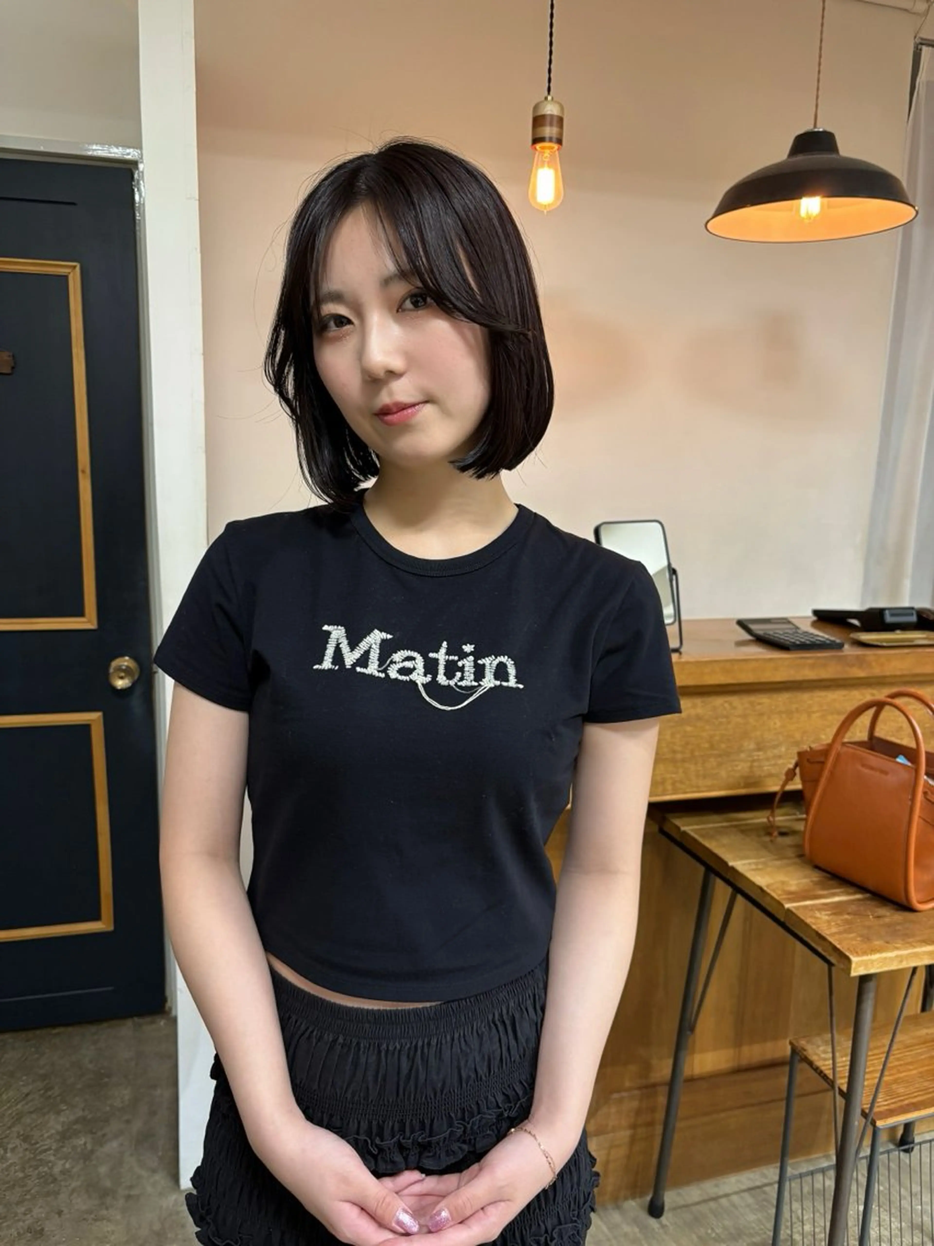 ミディアム カラー カット ヘアカラー トリートメント 韓国ボブ＆顔まわり レイヤー♡TOMOEのヘアスタイル