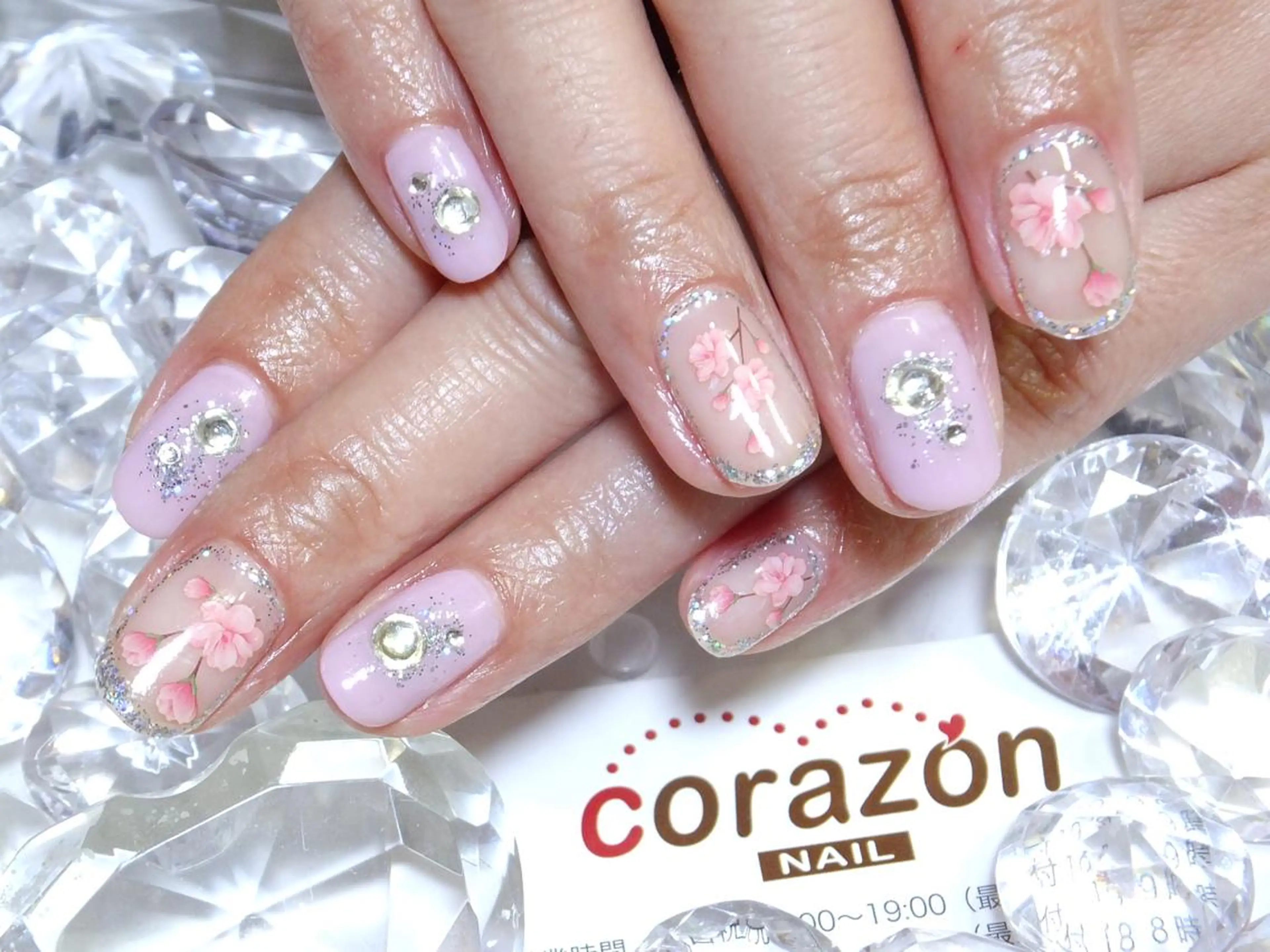 ネイル クリアネイル ラメ(グリッター) ワンカラーネイル ストーンネイル corazon所属・ネイリスト aicoのネイルデザイン