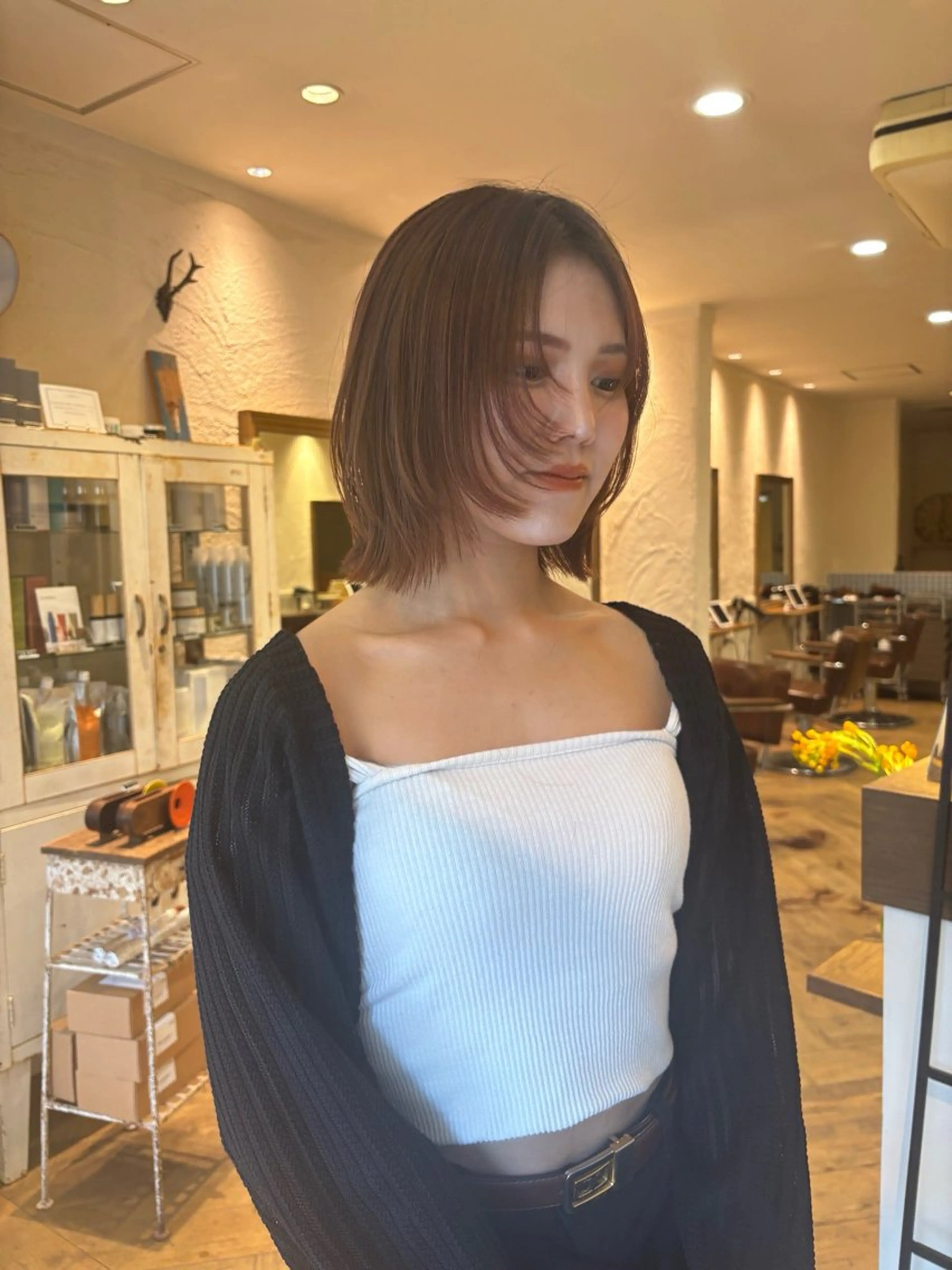 ミディアム ボブ レイヤーカット saya🌿レイヤー カット/透明感カラーのヘアスタイル