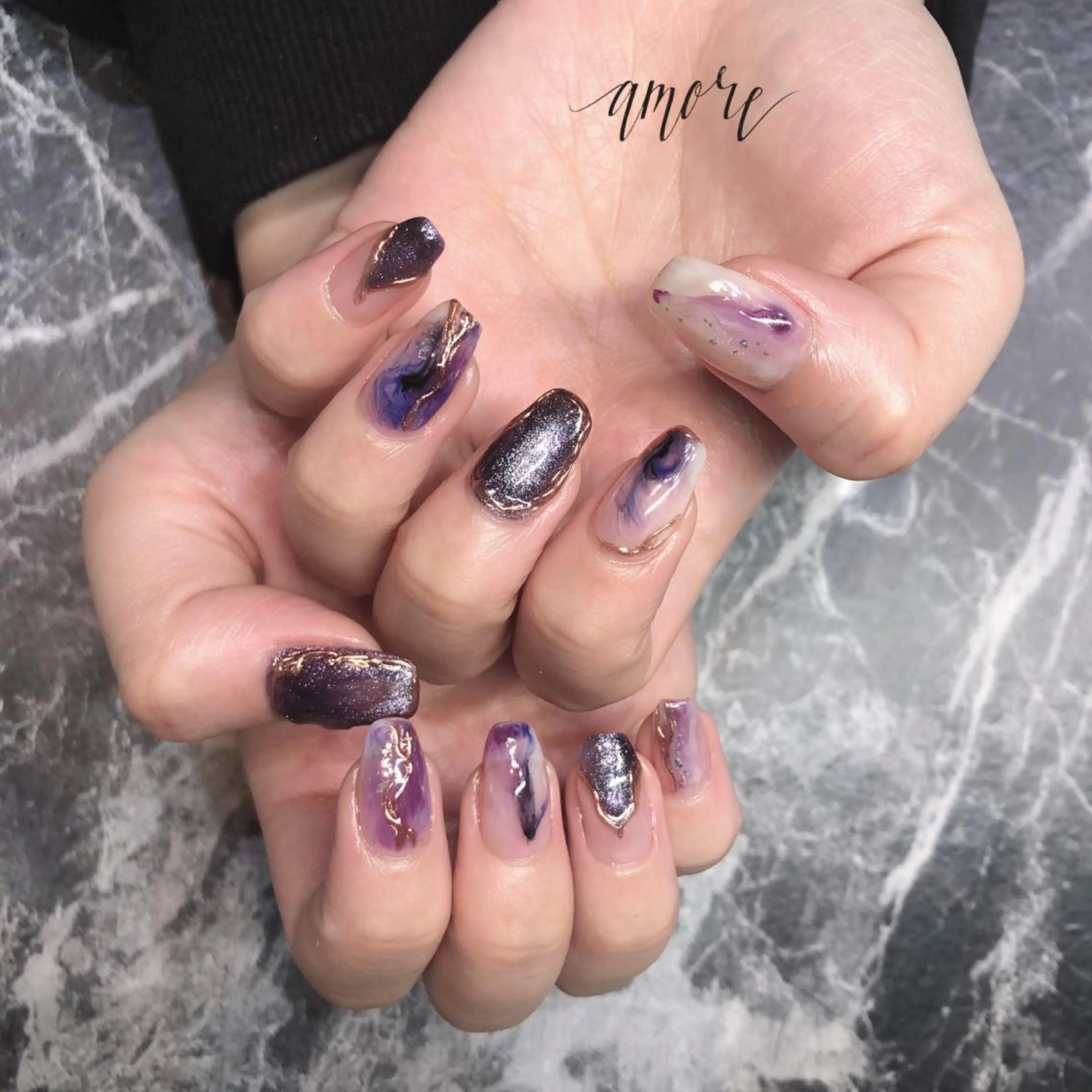 ネイル ジェルネイル ラメ(グリッター) マグネットネイル ミラーネイル ニュアンスネイル You kyehwaのネイルデザイン