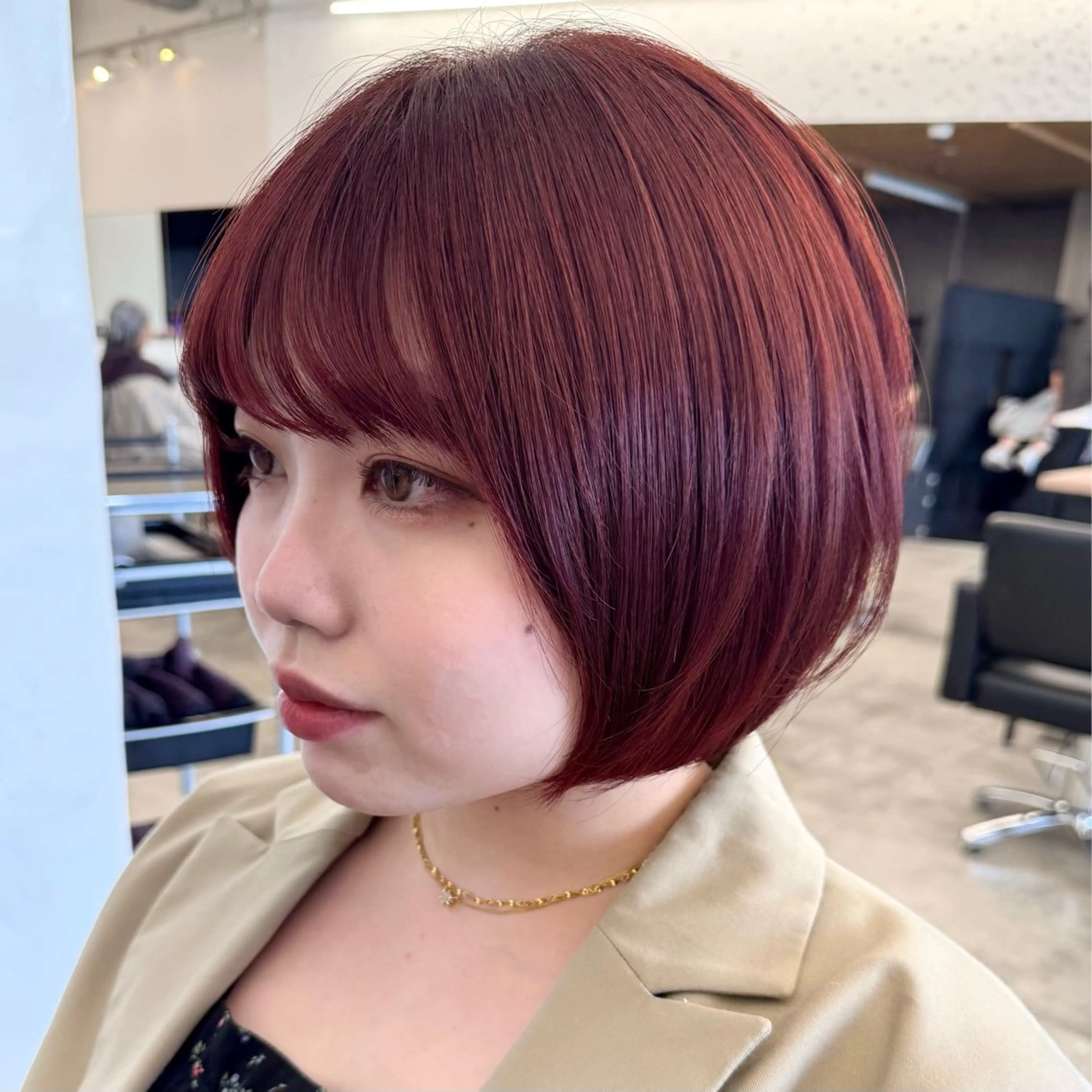 ショート カラー ヘアアレンジ ブリーチ ダブルカラー ブリーチなしカラー レッドカラー ボブ/レイヤー/ 艶髪/HANA💗のヘアスタイル