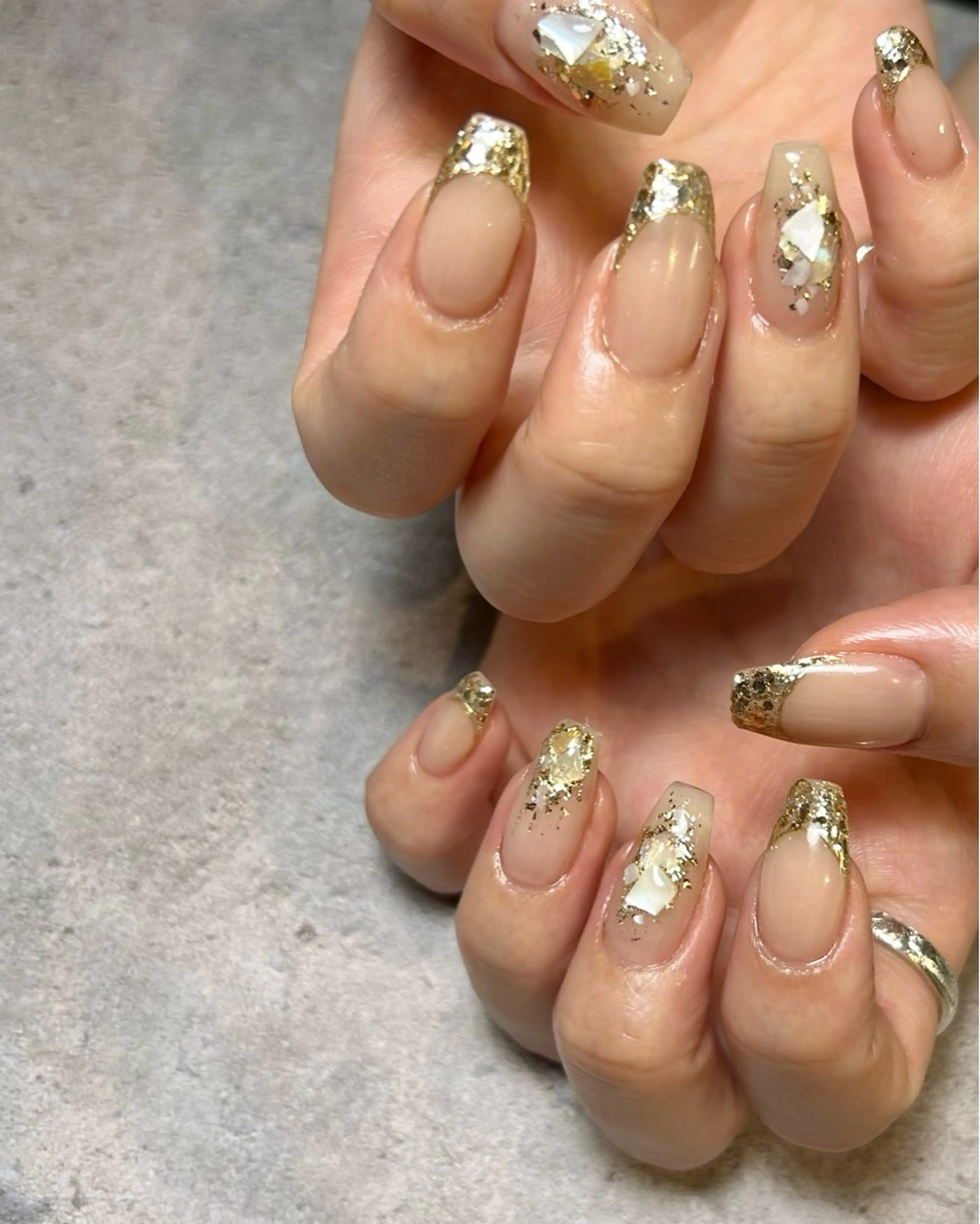 ネイル ゴールド ゴージャス 持ち込み ハンドネイル Reflection marikoのネイルデザイン