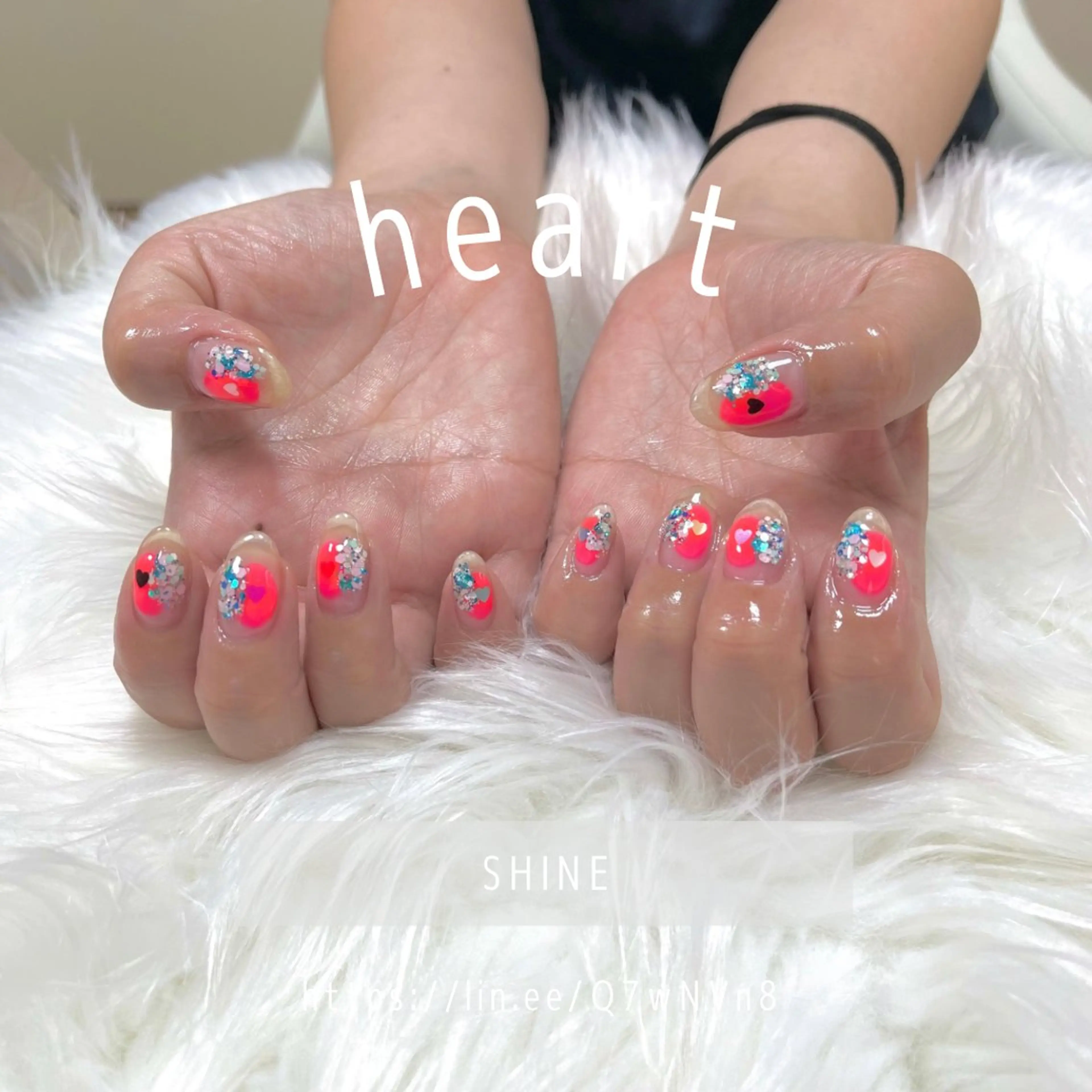 ネイル ハート ピンク SHINE nail salonのネイルデザイン
