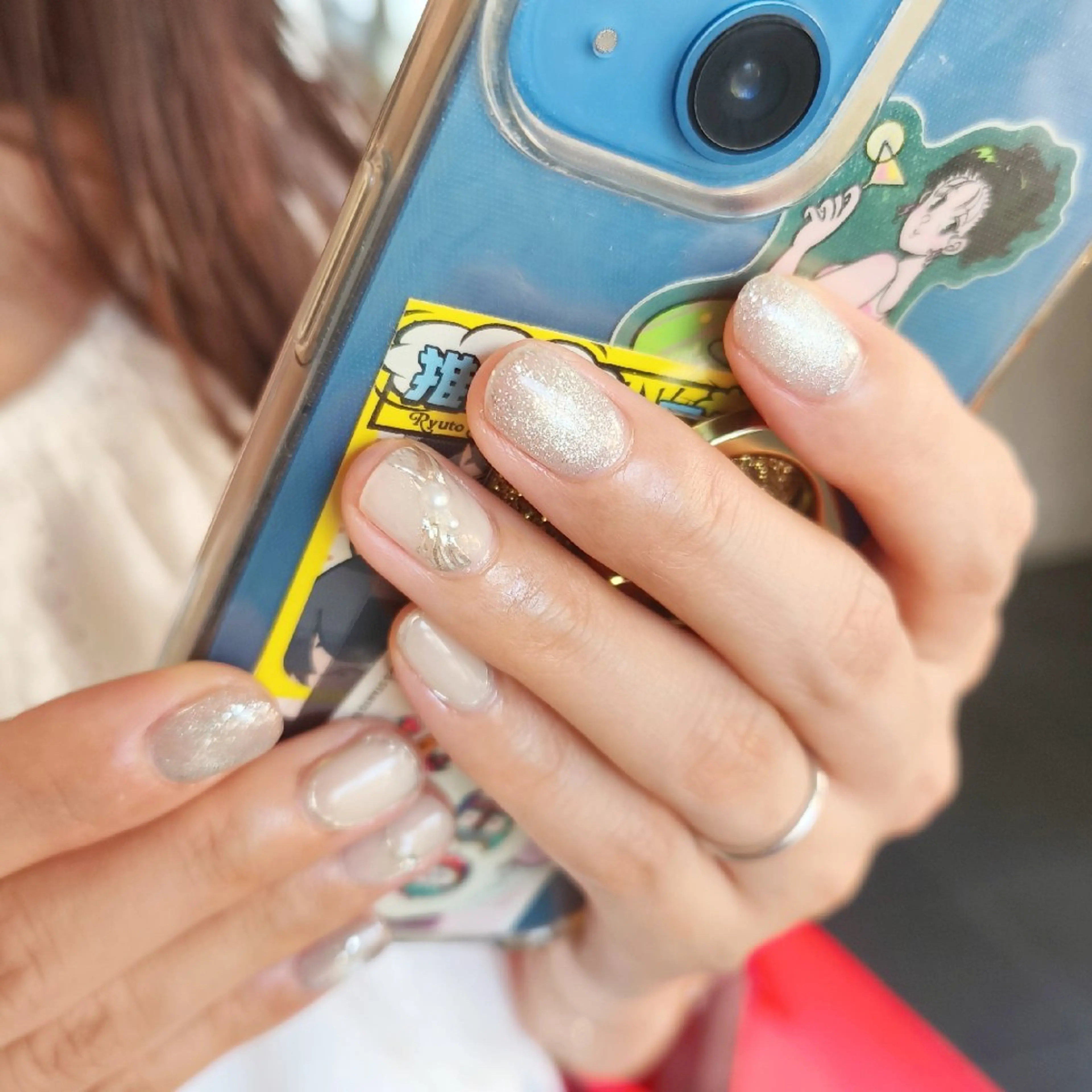 ネイル リボン シンプルネイル ハンドネイル she nailstudio/Noir所属・salon Noirのネイルデザイン