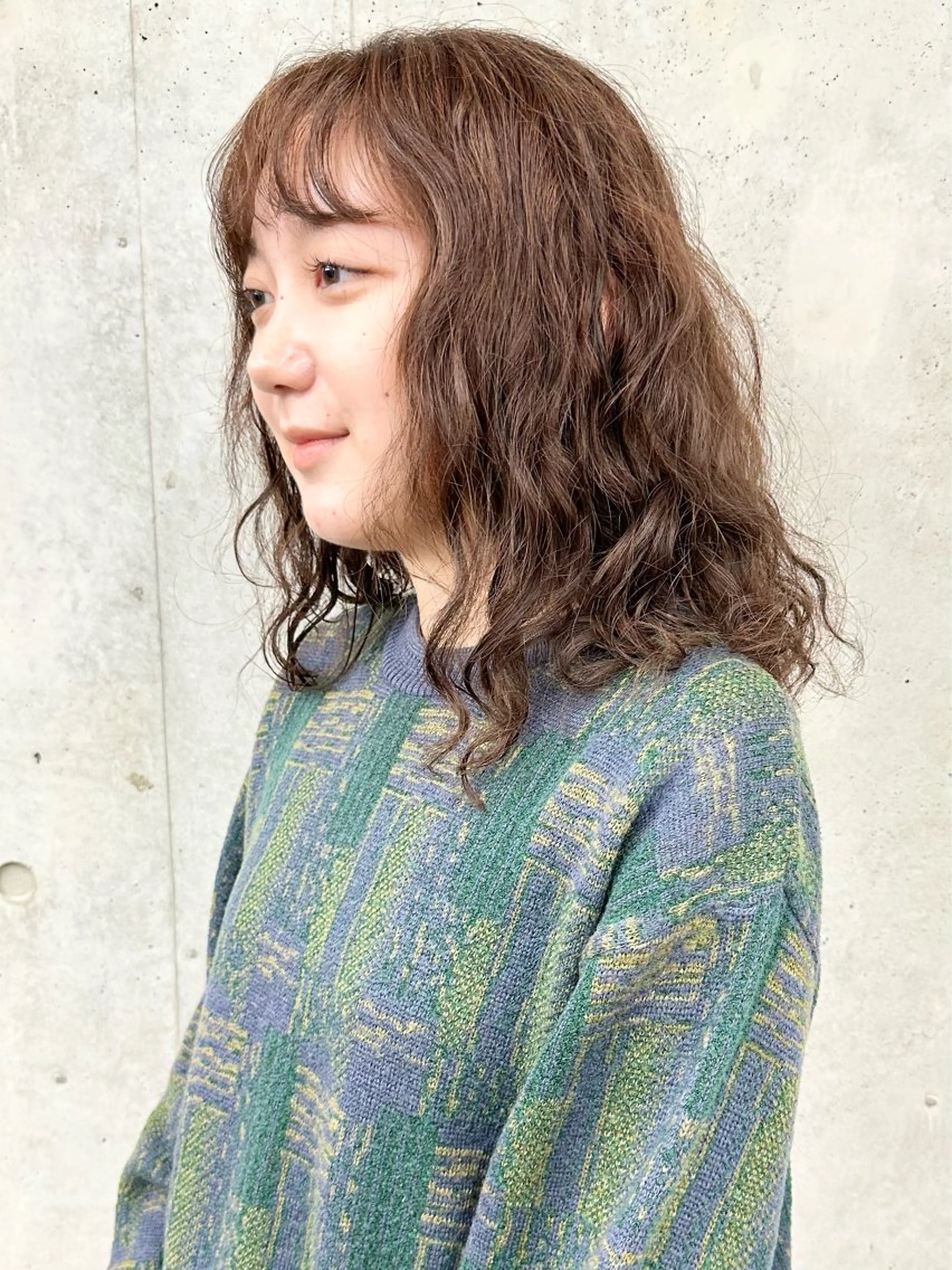 ミディアム パーマ 小顔ボブ/お悩み解決 /ボブパーマ/とういのヘアスタイル