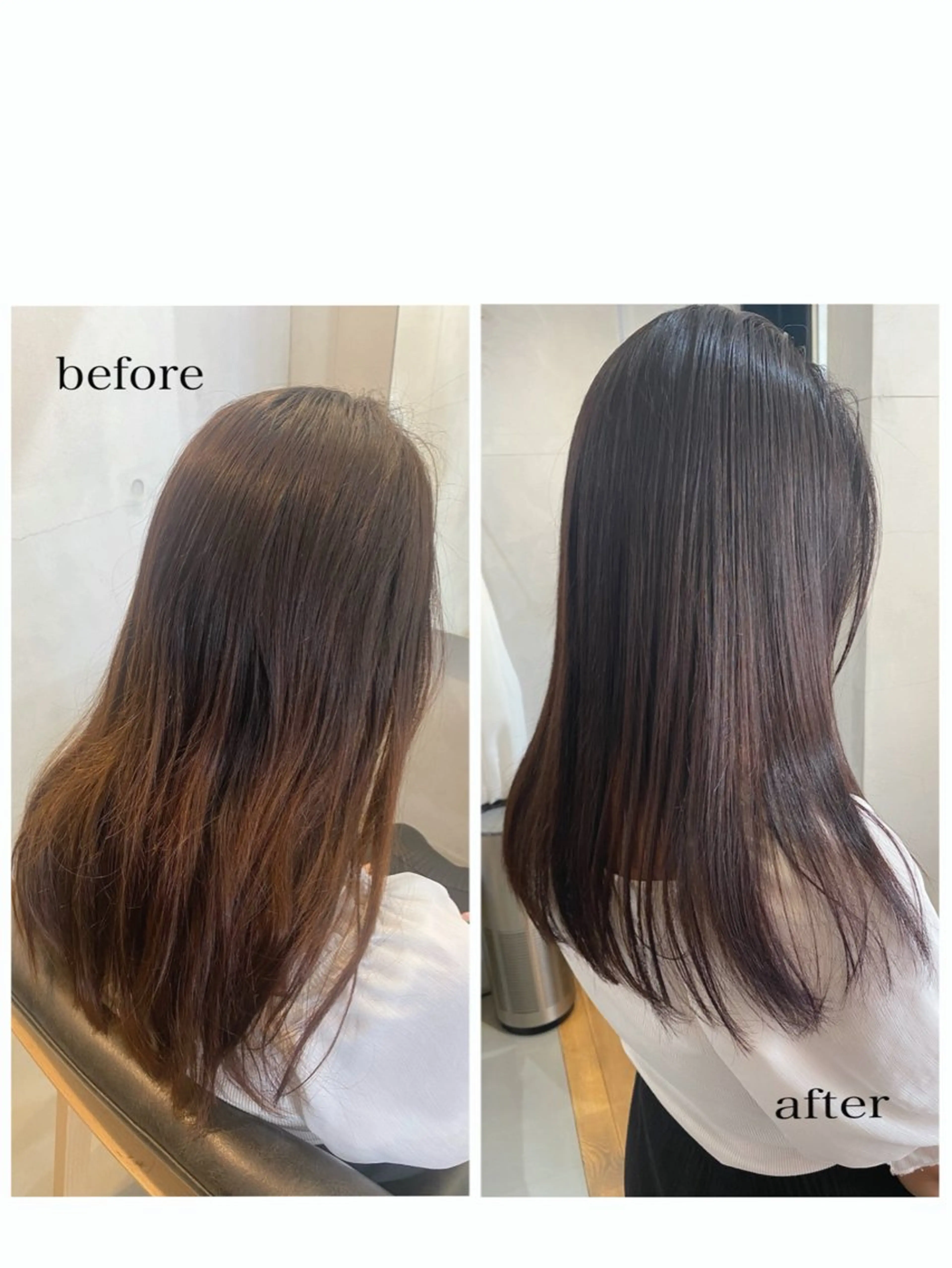 セミロング カラー 髪質改善 カット 縮毛矯正 トリートメント conne& ririのヘアスタイル