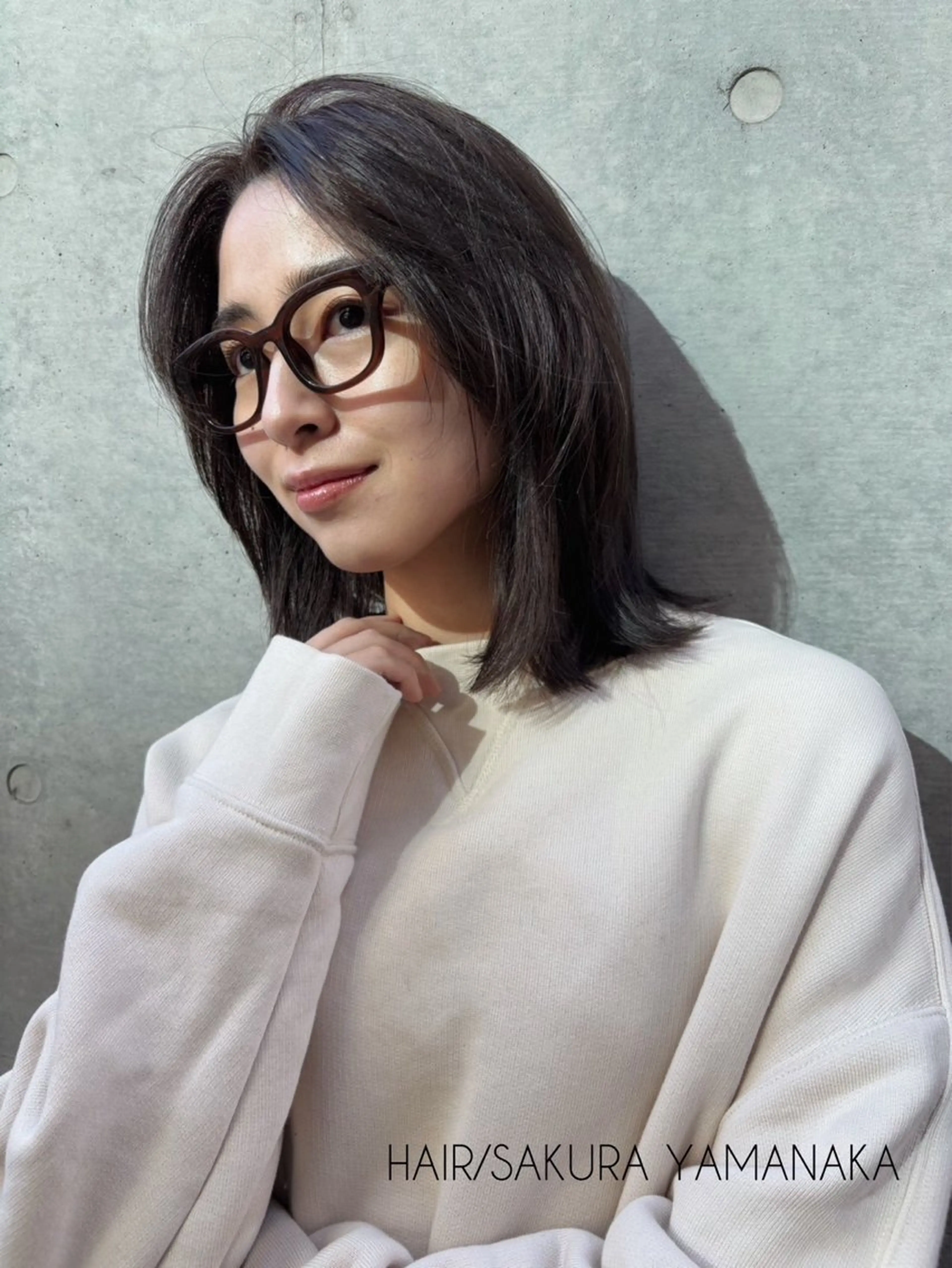 ミディアム チョコレートブラウン レイヤーカット カット ヘアカラー ボブ/ミディアム 親しみやすさ/さくらのヘアスタイル