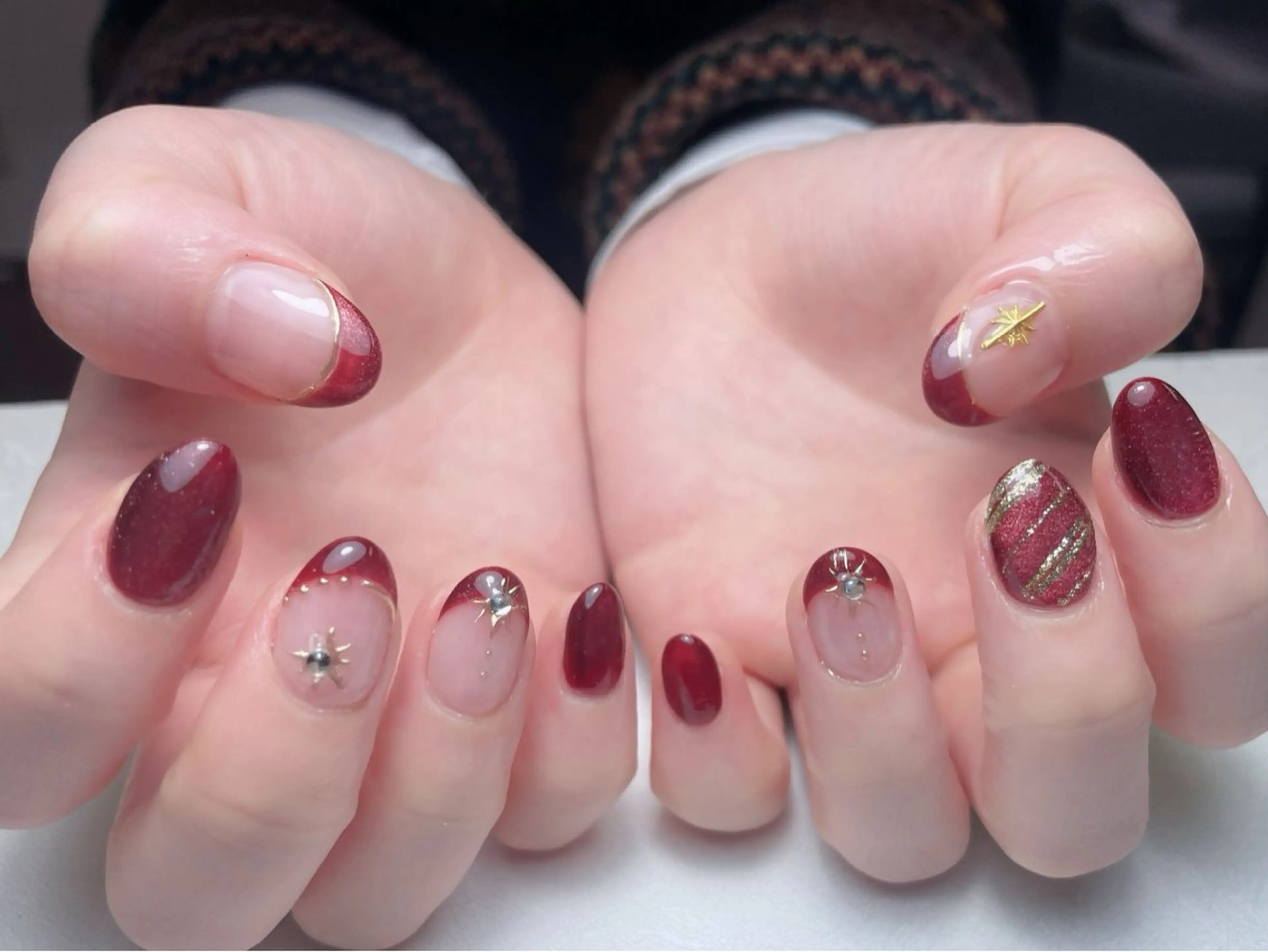 ネイル アートネイル オーロラネイル ブラウン チークネイル 成人式 中野駅から2分 MEO NAILのネイルデザイン