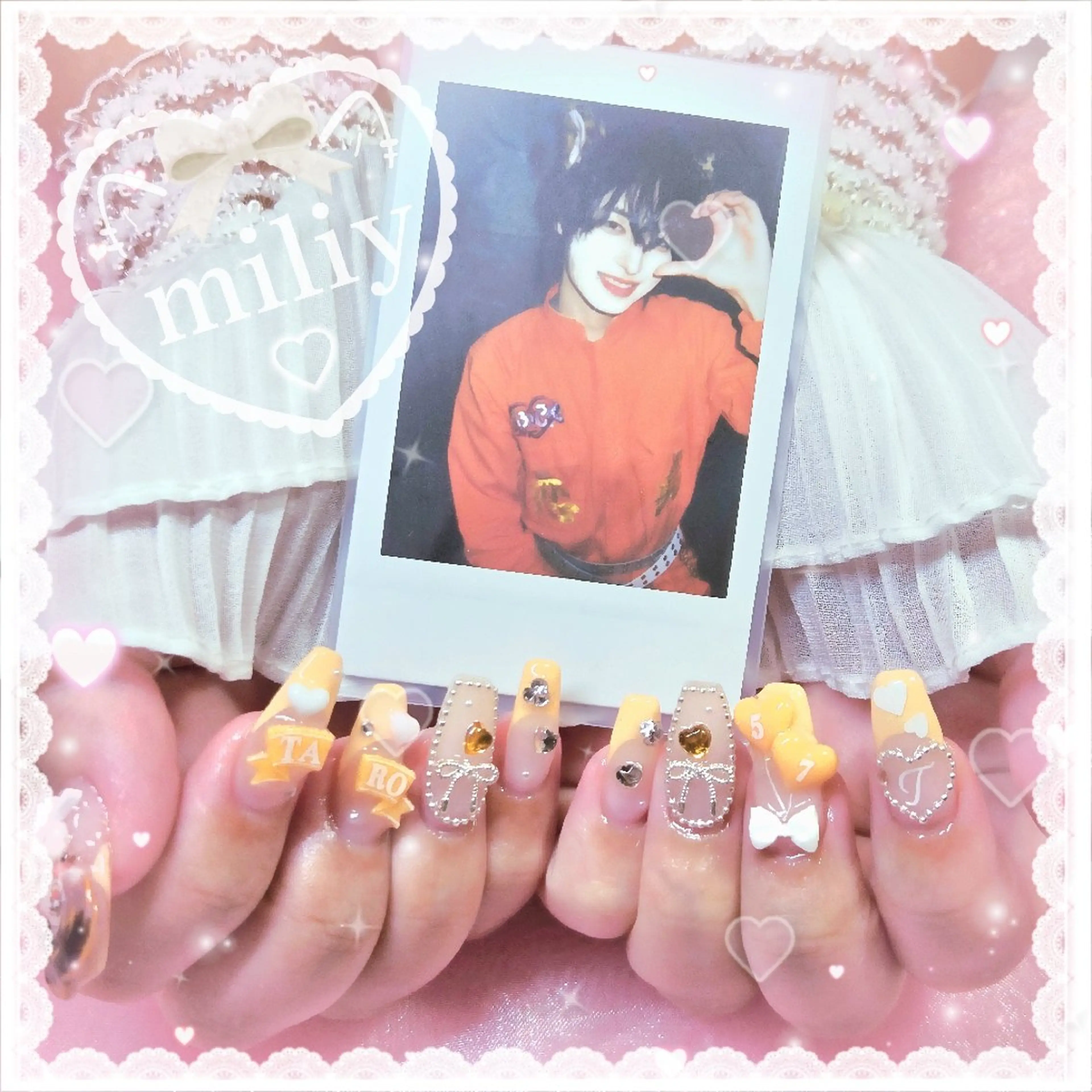 ネイル オレンジ ハンドネイル miliy nail 🎀上尾のネイルデザイン