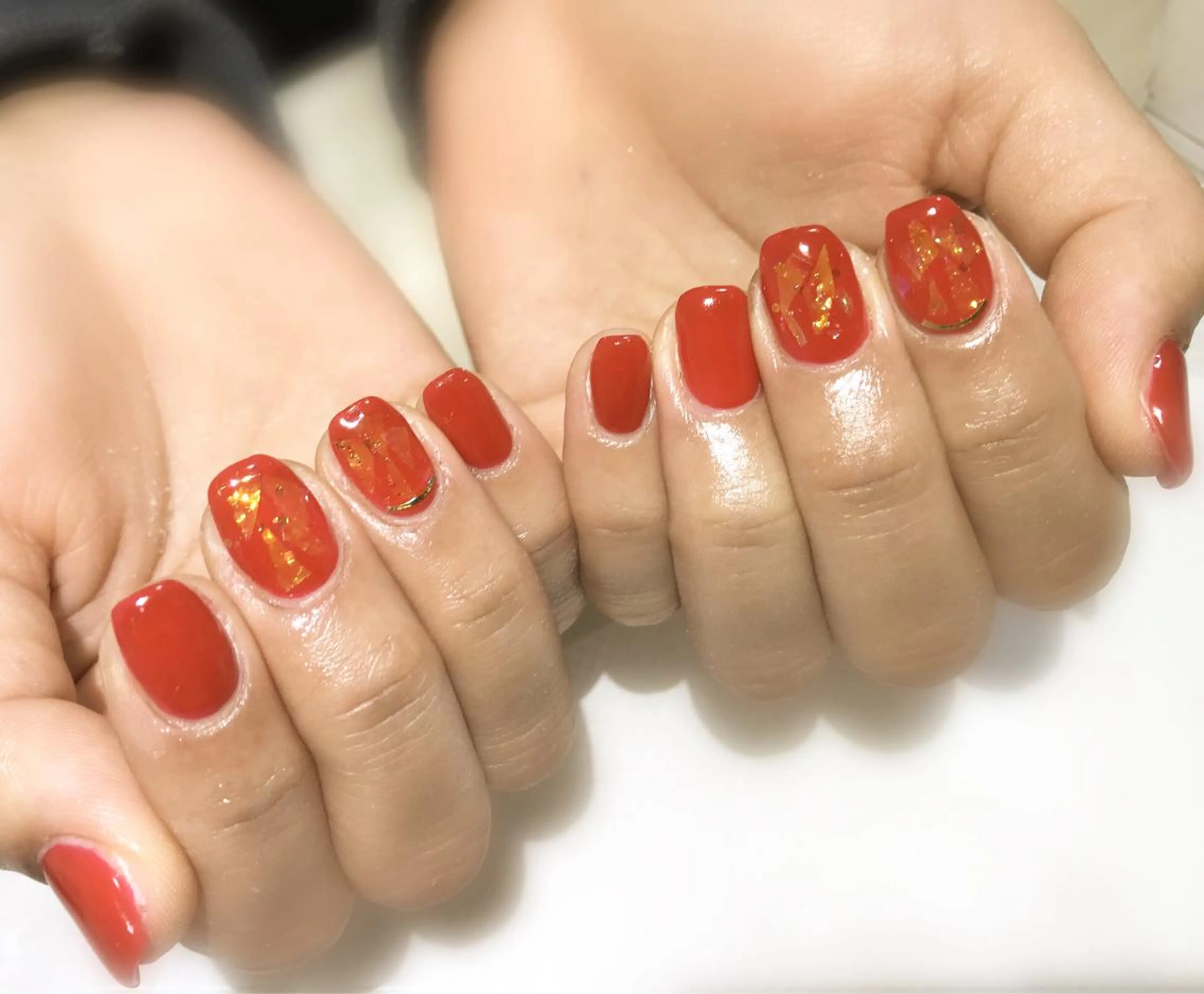 ネイル フットネイル 赤色 シンプルネイル 春ネイル 夏ネイル ネイル フフラ所属・nail fufla ♡yamane♡のネイルデザイン