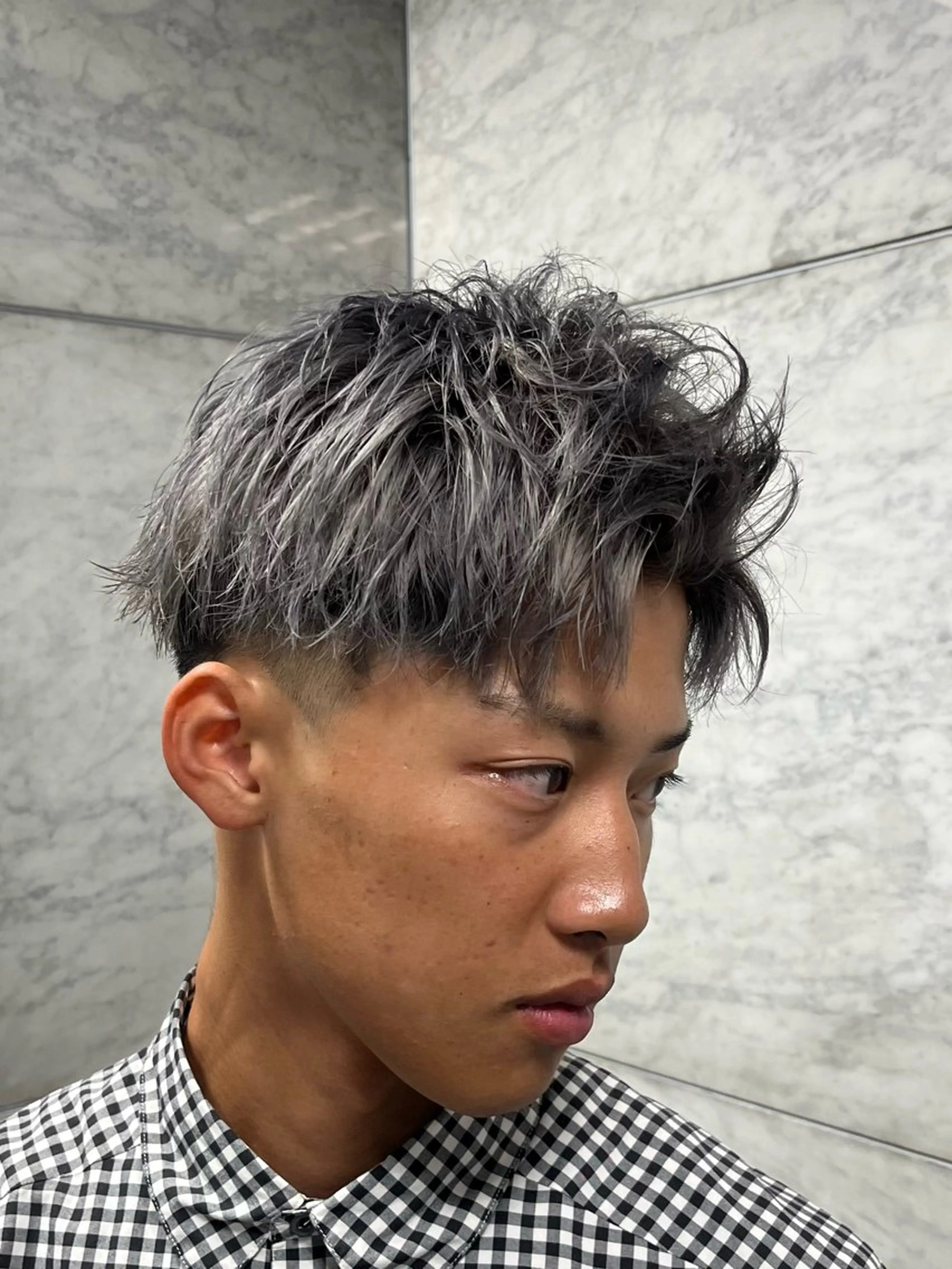 ショート カラー メンズ カット ヘアカラー フェザーパーマメンズ ツイスパ京都駅前のヘアスタイル