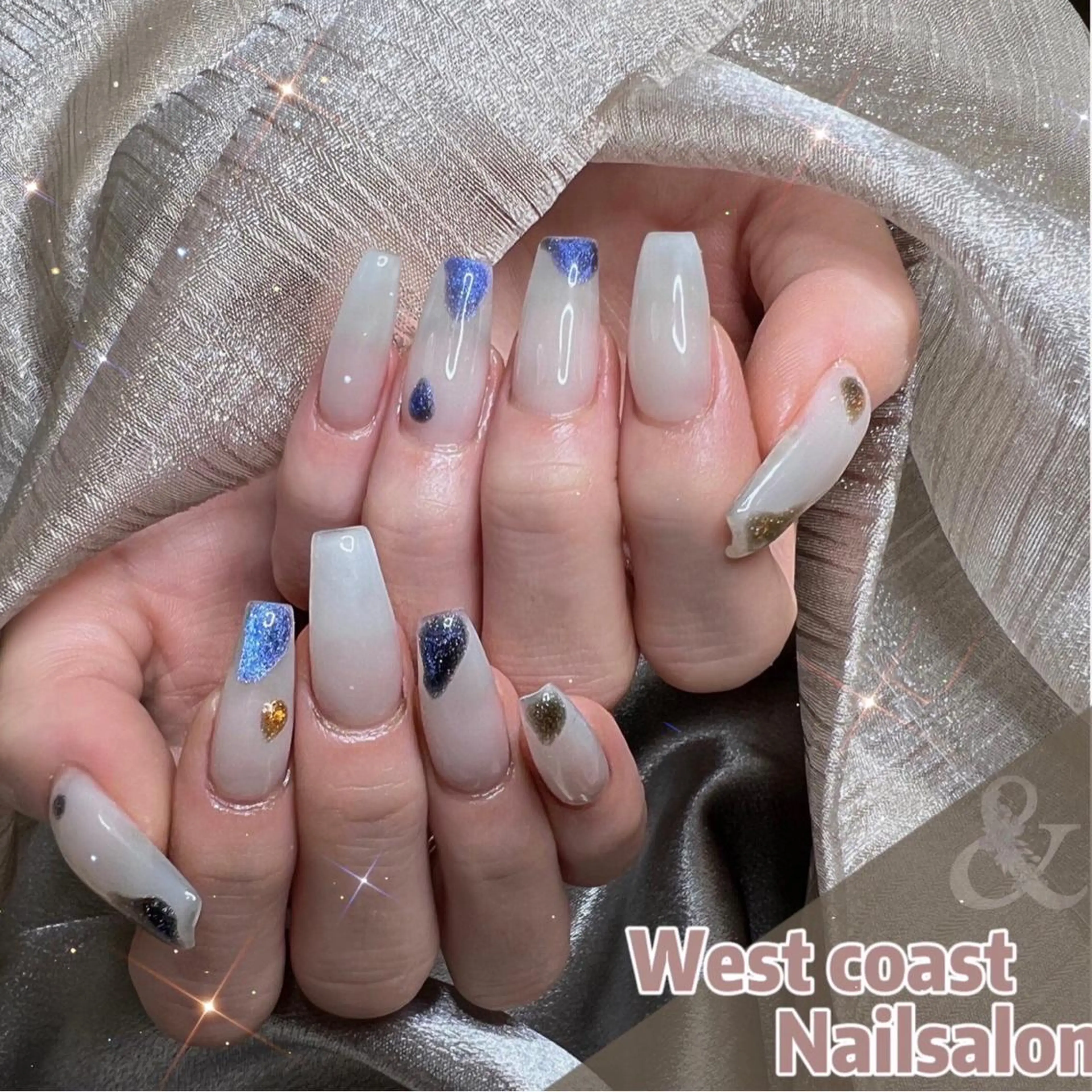 ネイル マグネットネイル 持ち込み 夏ネイル ハンドネイル リボン、ガーリー パーツ放題専門店のネイルデザイン