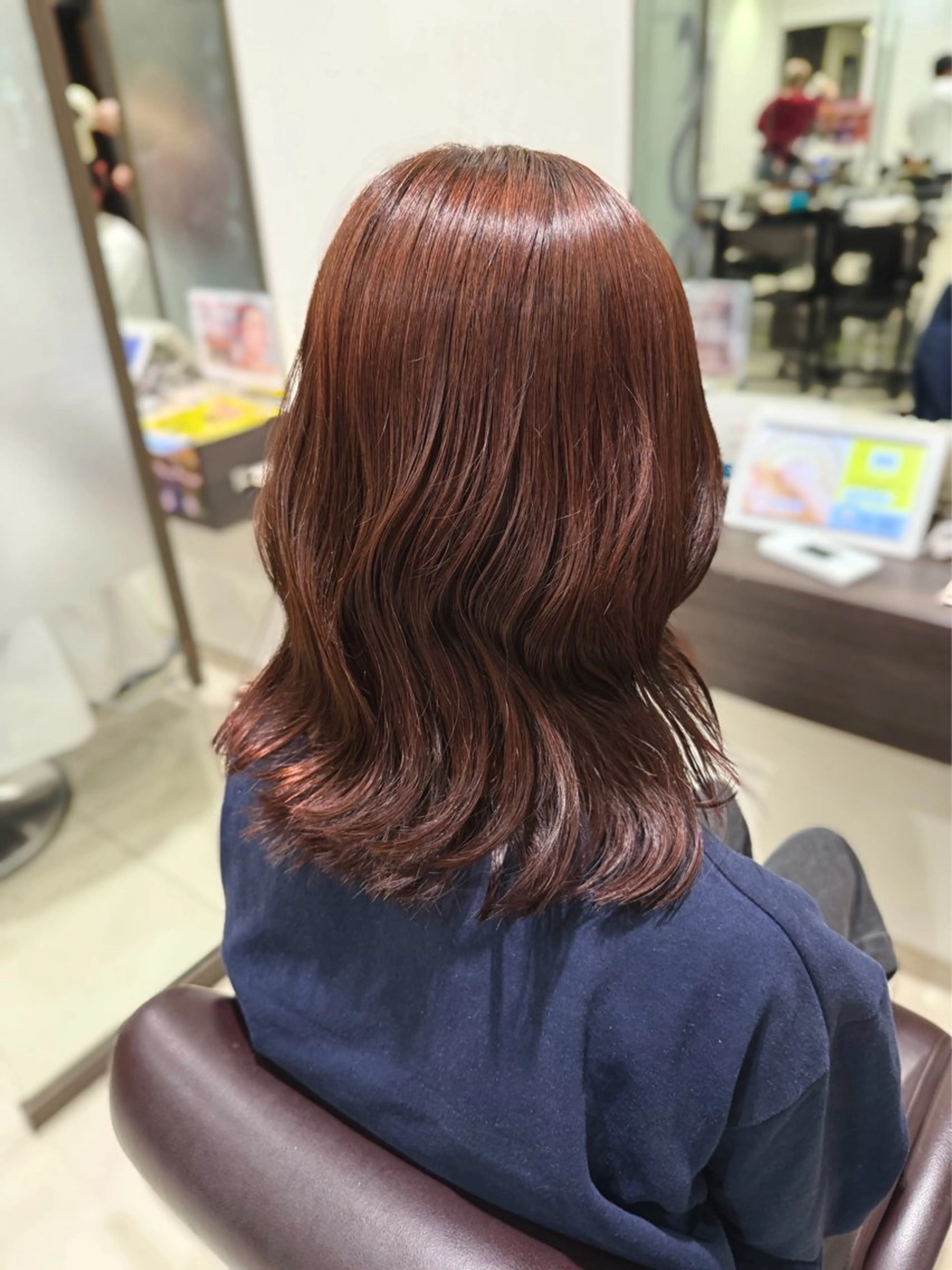 ミディアム カラー ブラウンカラー ピンクカラー ピンクブラウン ヘアカラー 艶カラー/縮毛矯正/ ブリーチカラー/みなのヘアスタイル