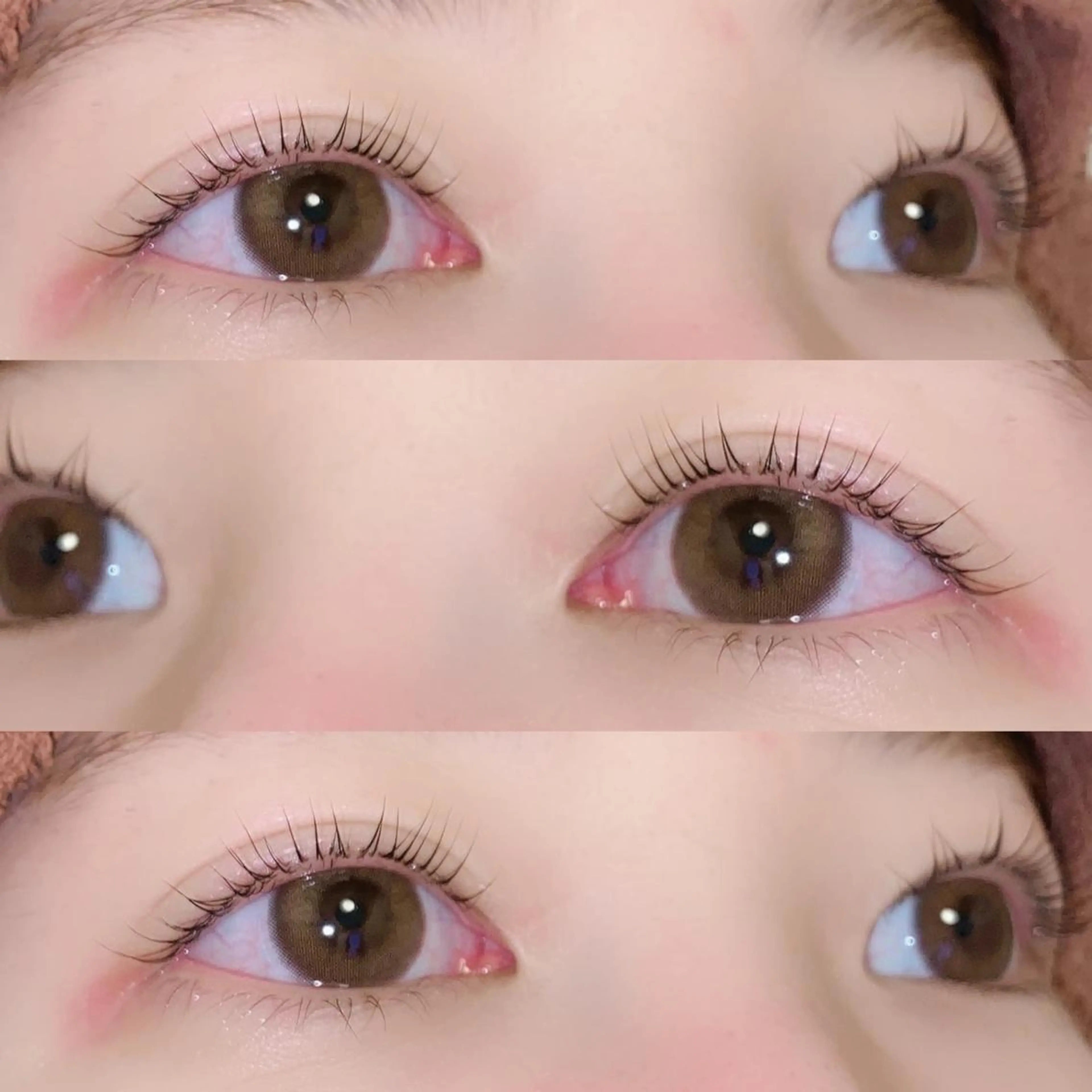 マツエク・マツパ 束感まつ毛 フラットラッシュ 韓国風マツエク パリジェンヌラッシュリフト ボリュームラッシュ 肌に馴染むハイトーン /ミルクティーカラーのヘアスタイル