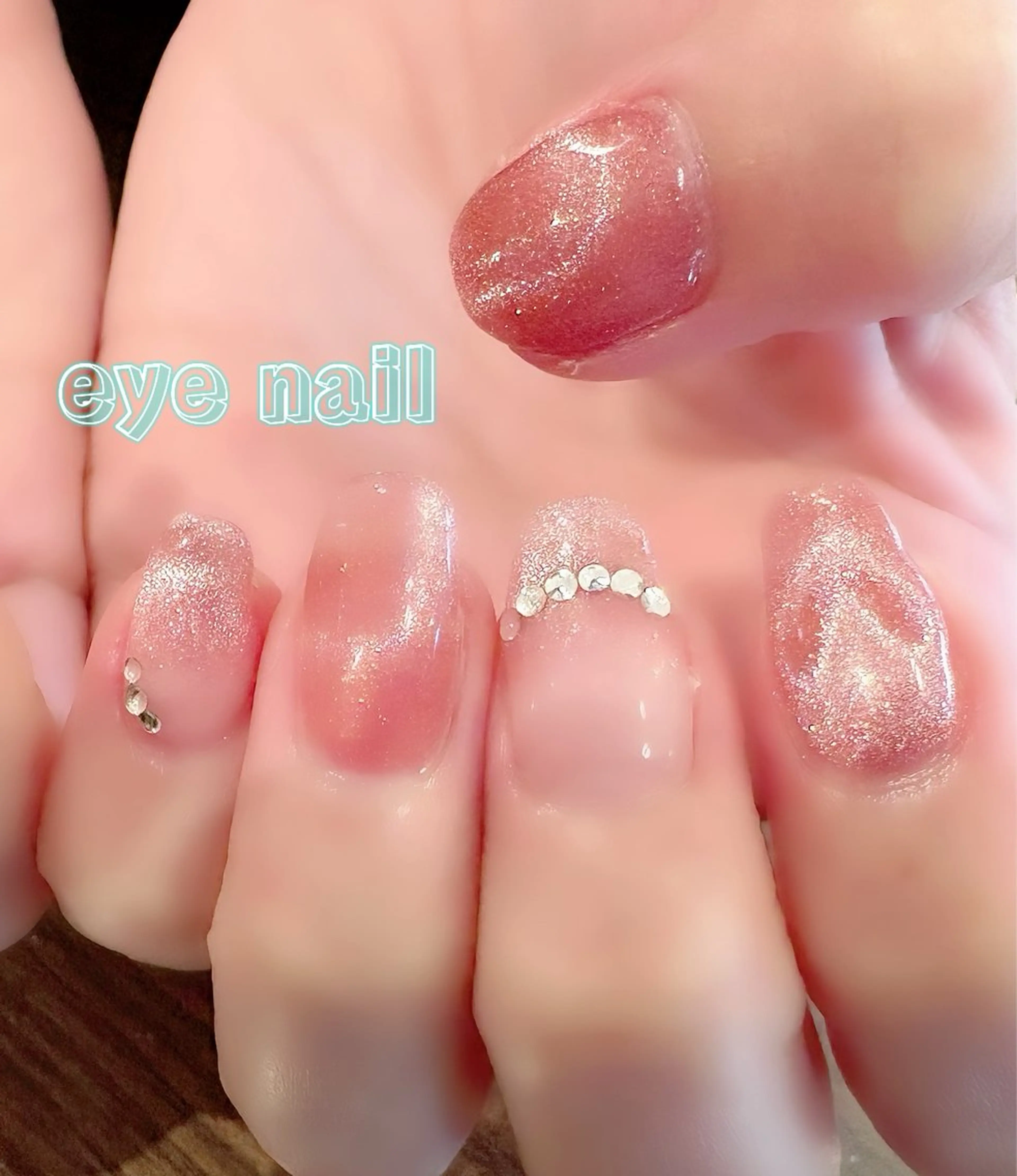 ネイル フレンチネイル ジェルネイル ハート マグネットネイル マグネットフレンチ ハンドネイル Eye nailのネイルデザイン