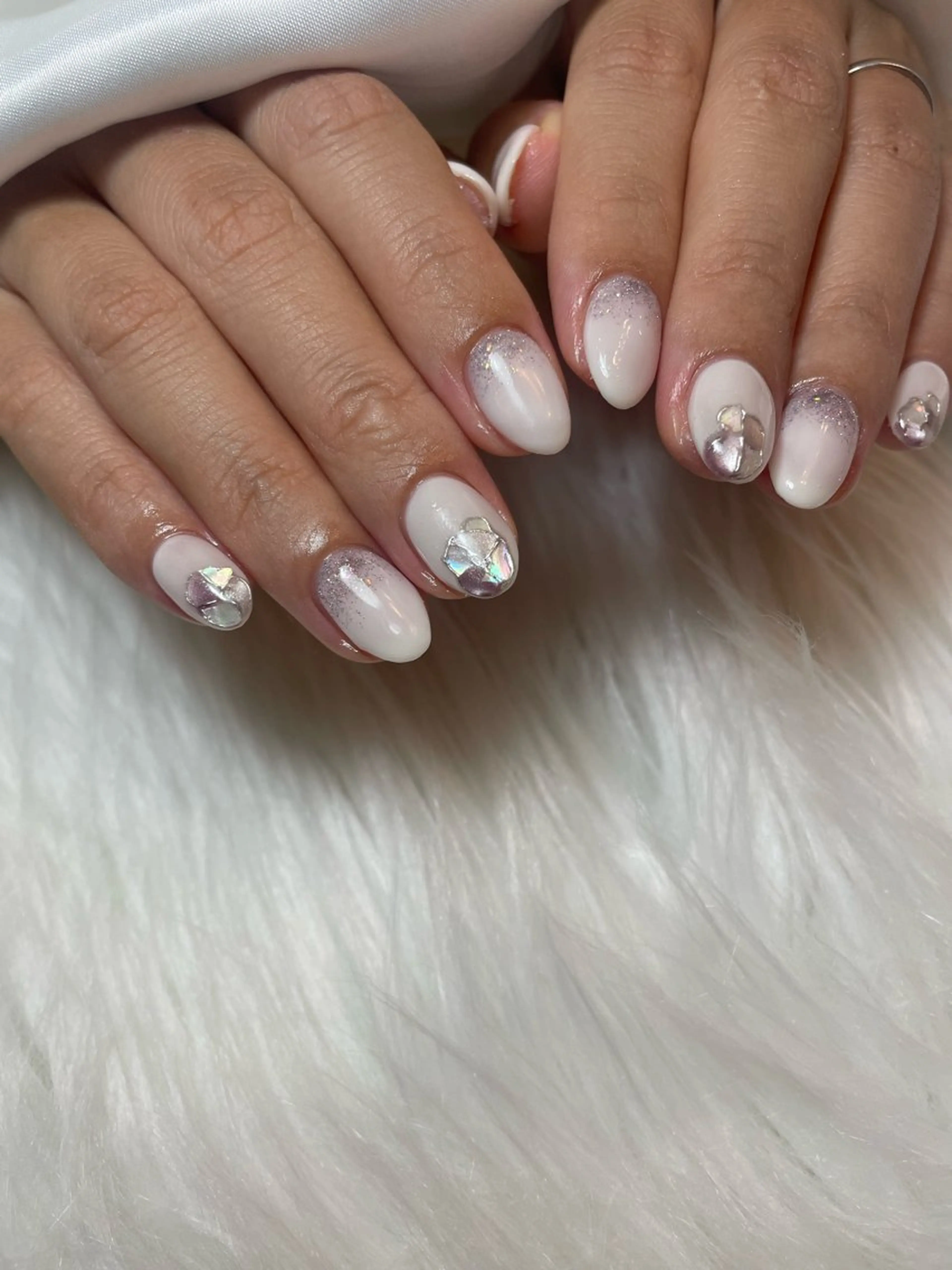 ネイル ブルー フレンチネイル キラキラネイル 韓国ネイル マグネットネイル ハンドネイル timtam --sakiのネイルデザイン