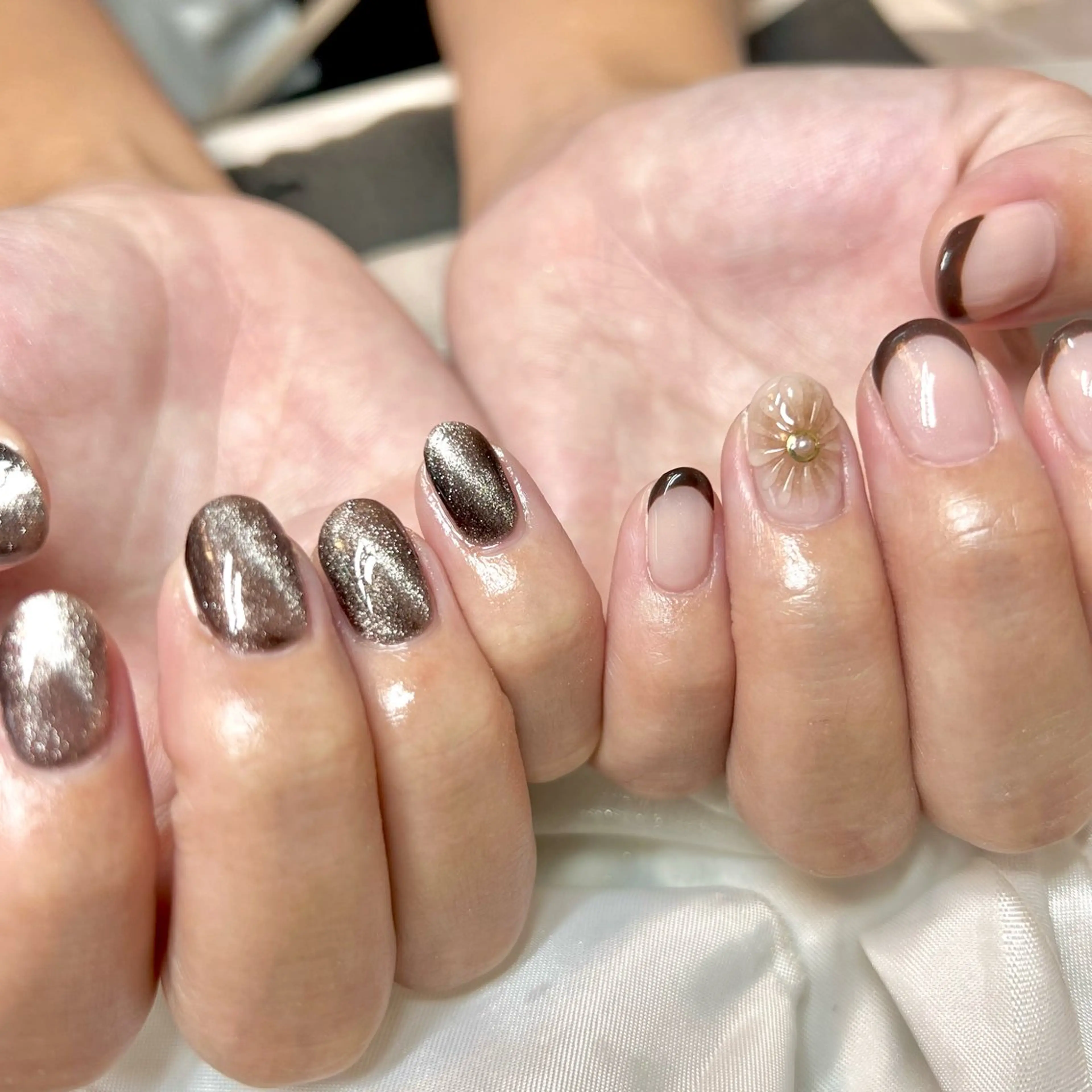 ネイル アートネイル オーロラネイル ジェルネイル 韓国ネイル ロングネイル clover nailのネイルデザイン