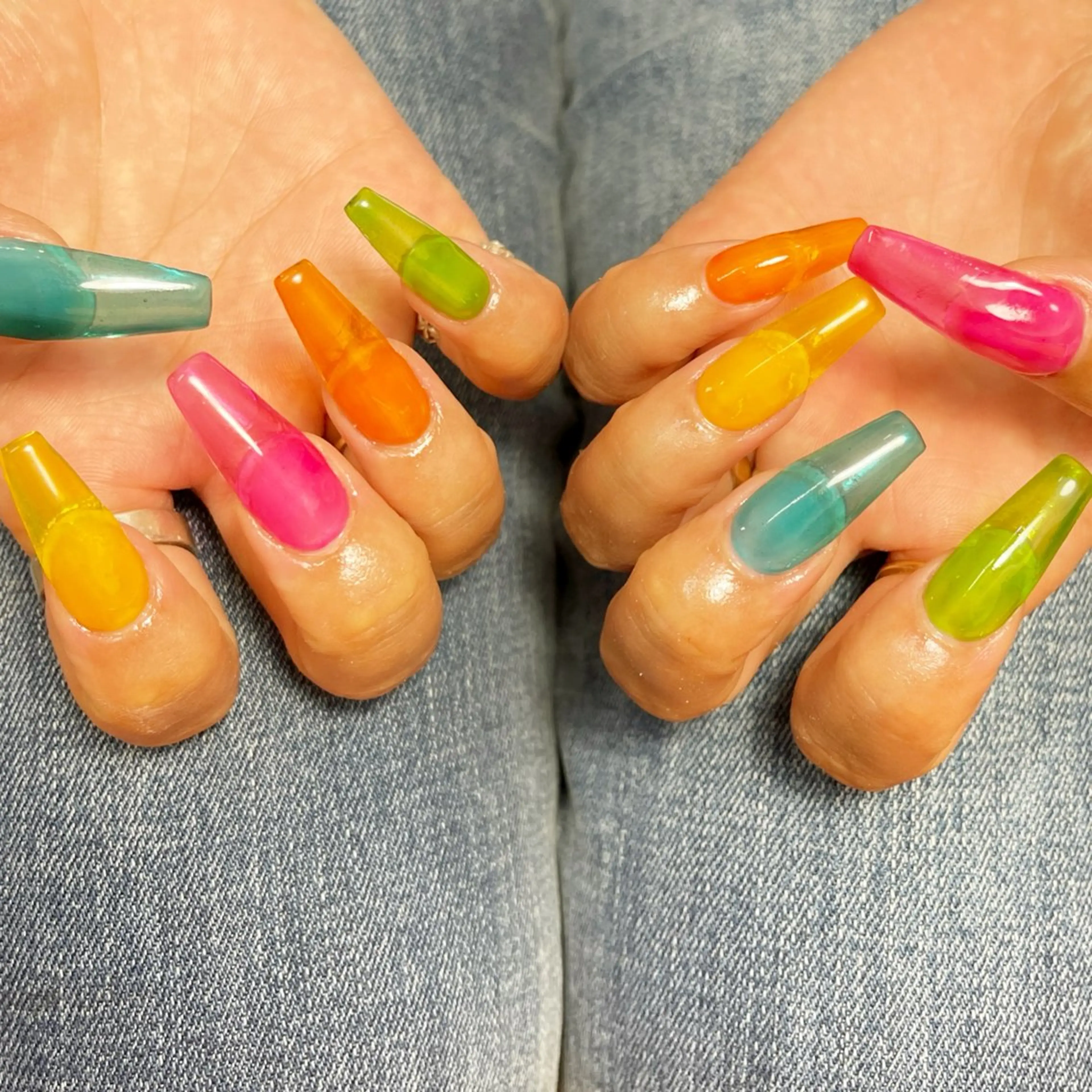 歳末SALE 🉐長さだしキャンペーン💅10本長さだしロングネイル🩷ワンカラー［ラメ使用可能］の写真