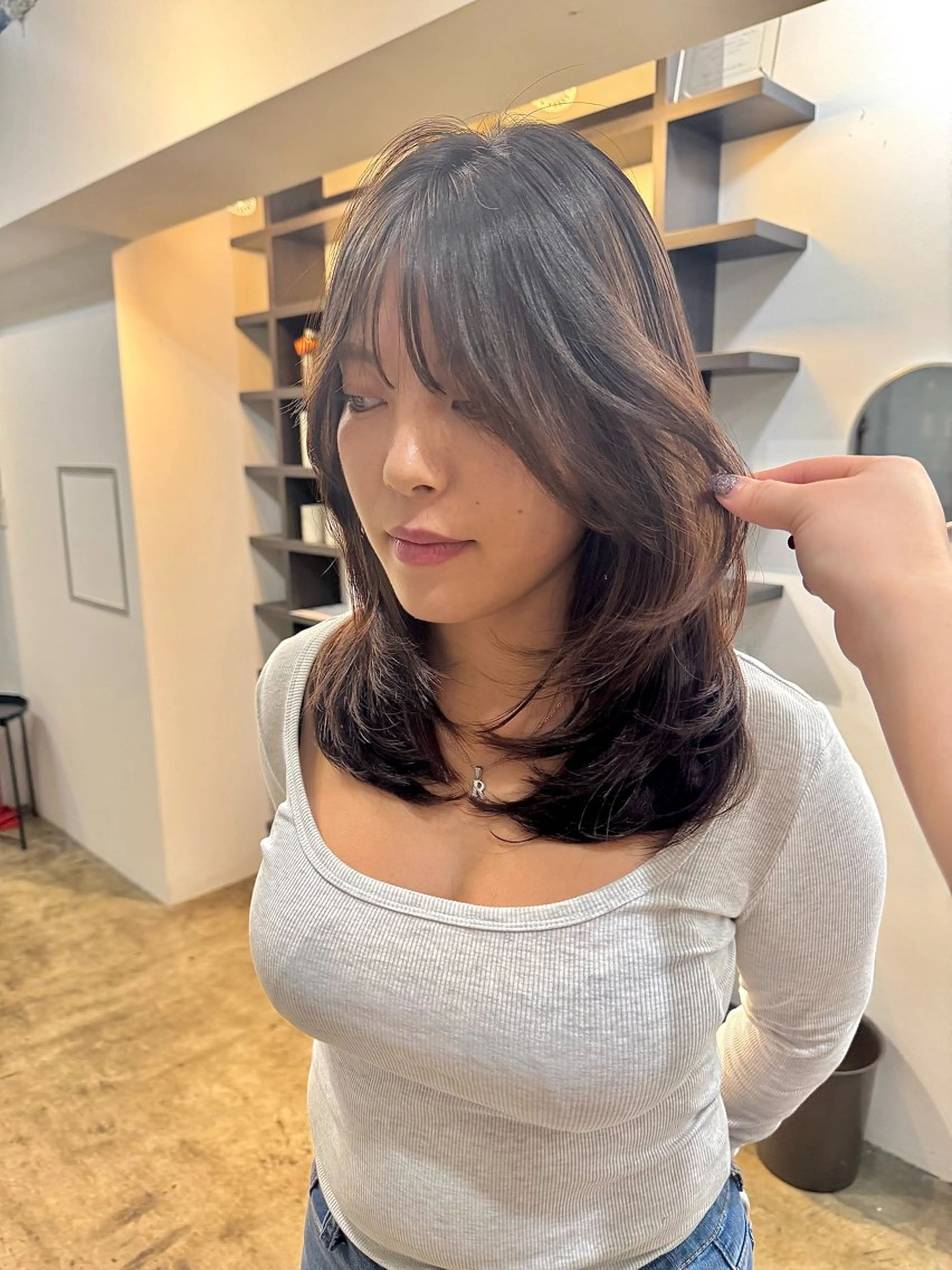 ミディアム ヘアアレンジ カット トリートメント 🪽似合わせカラー RENA.🪽🩶のヘアスタイル