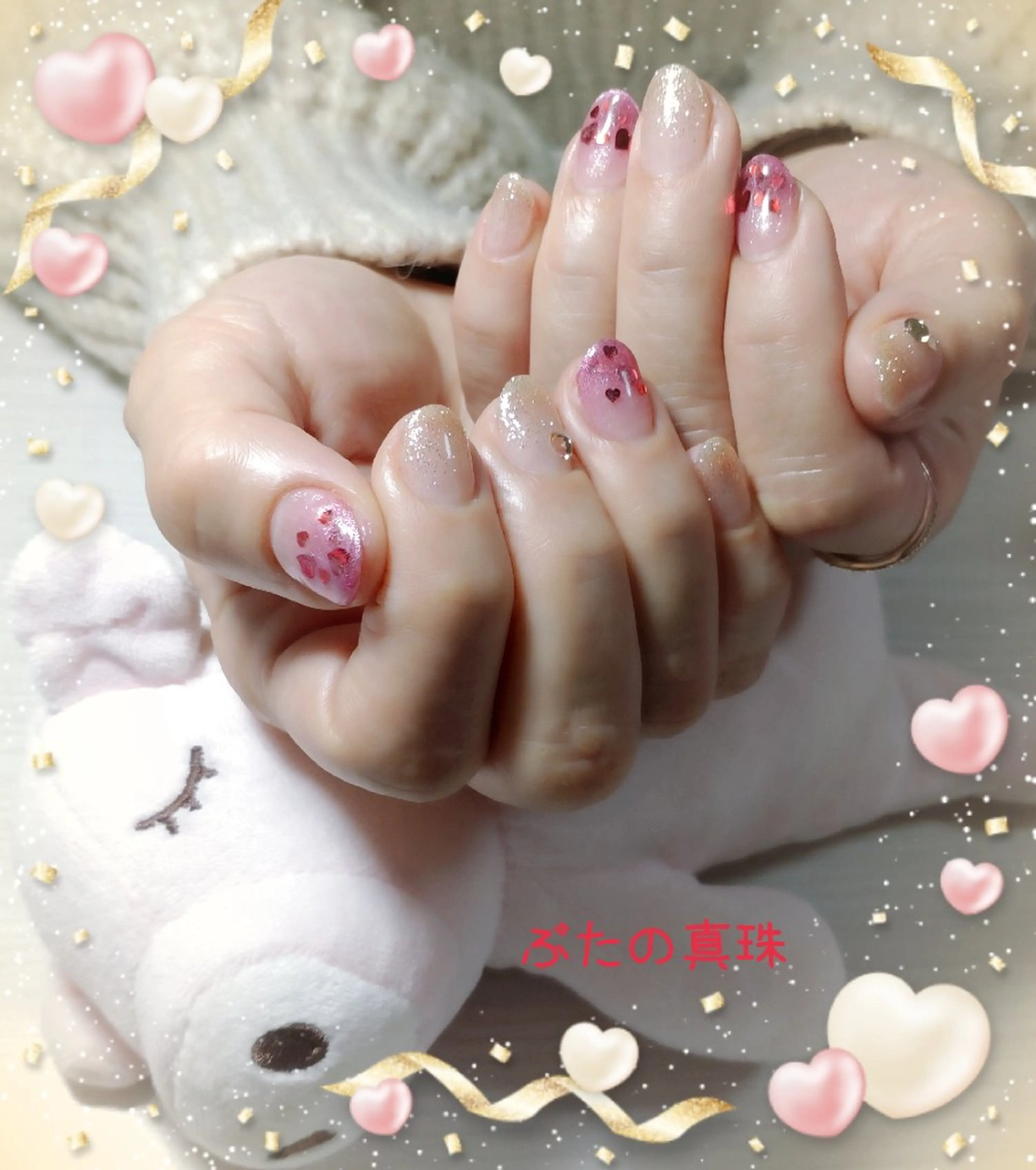 ネイル ハート マグネットネイル ハンドネイル 林 珠里のネイルデザイン
