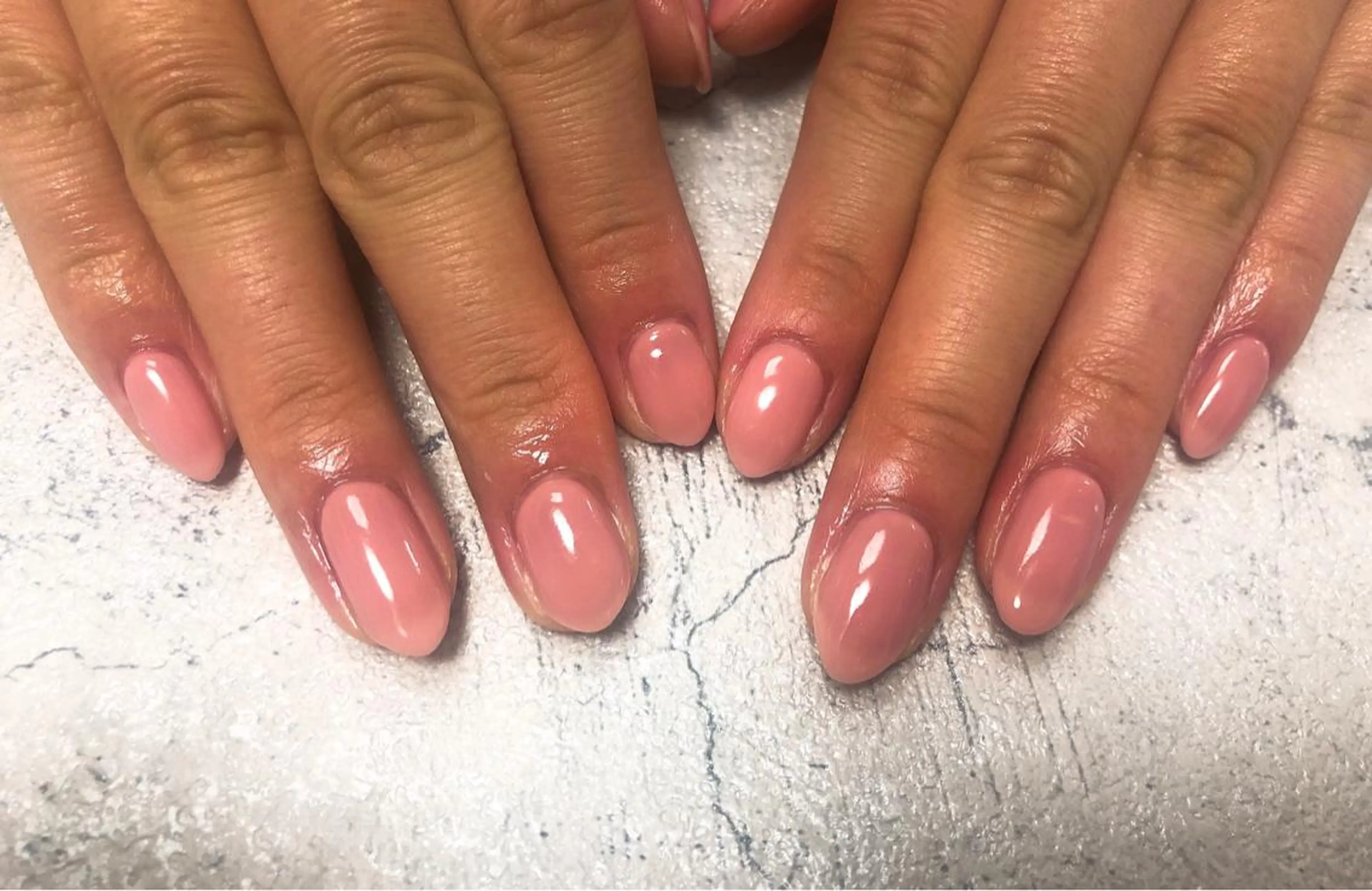 ネイル 氷ネイル・うるうるネイル ピンク ハンドネイル Mogu nail 二子玉川のネイルデザイン