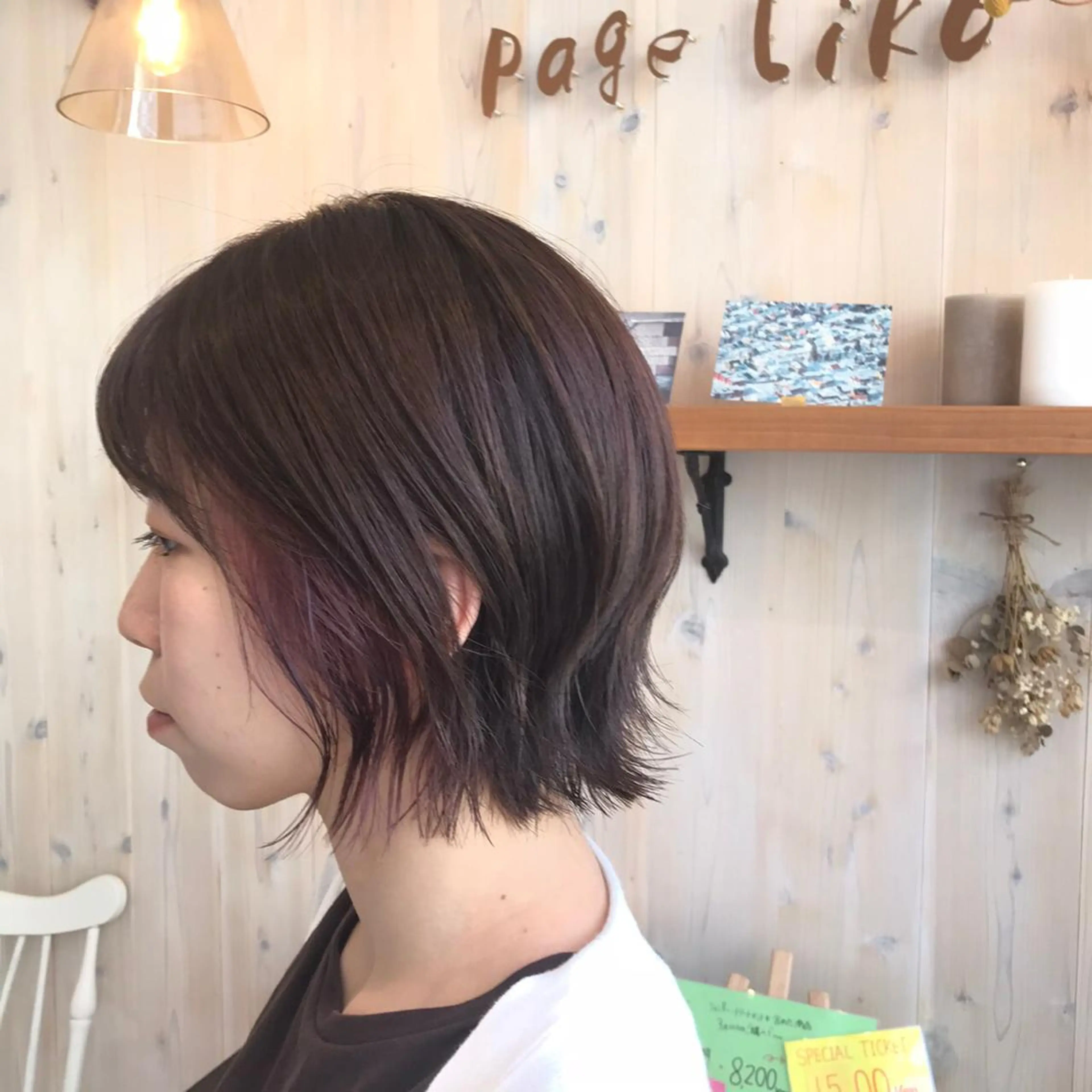 ショート カラー ベージュカラー インナーカラー ラベンダーカラー ラベンダーベージュ レッドカラー 透明感カラー/ 寺田千雅子のヘアスタイル