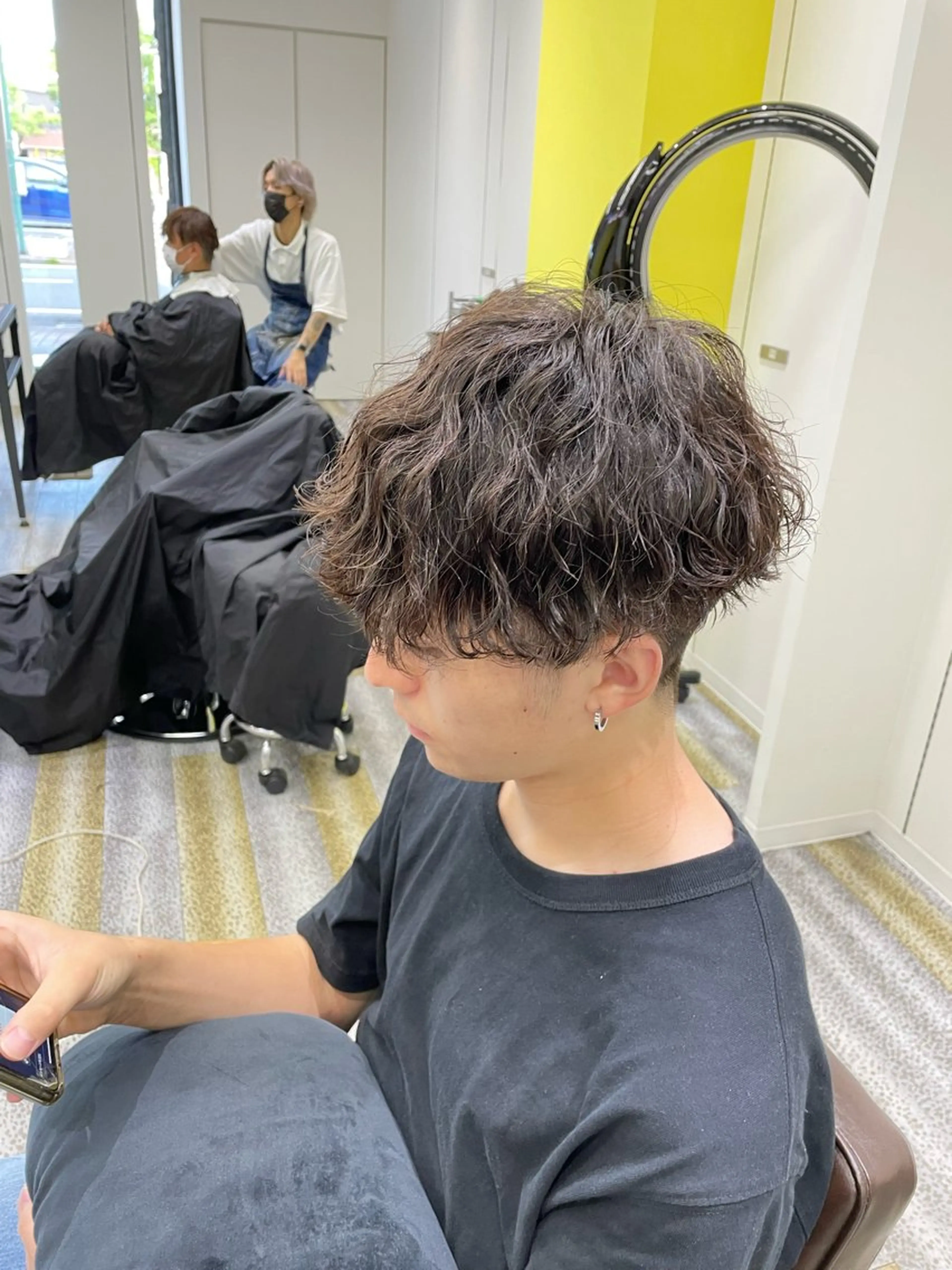 ショート パーマ メンズ マッシュ メンズパーマ 刈り上げ 波巻きパーマ カット パーマ 【メンズ特化】岩瀬 武【メンズパーマ】のヘアスタイル