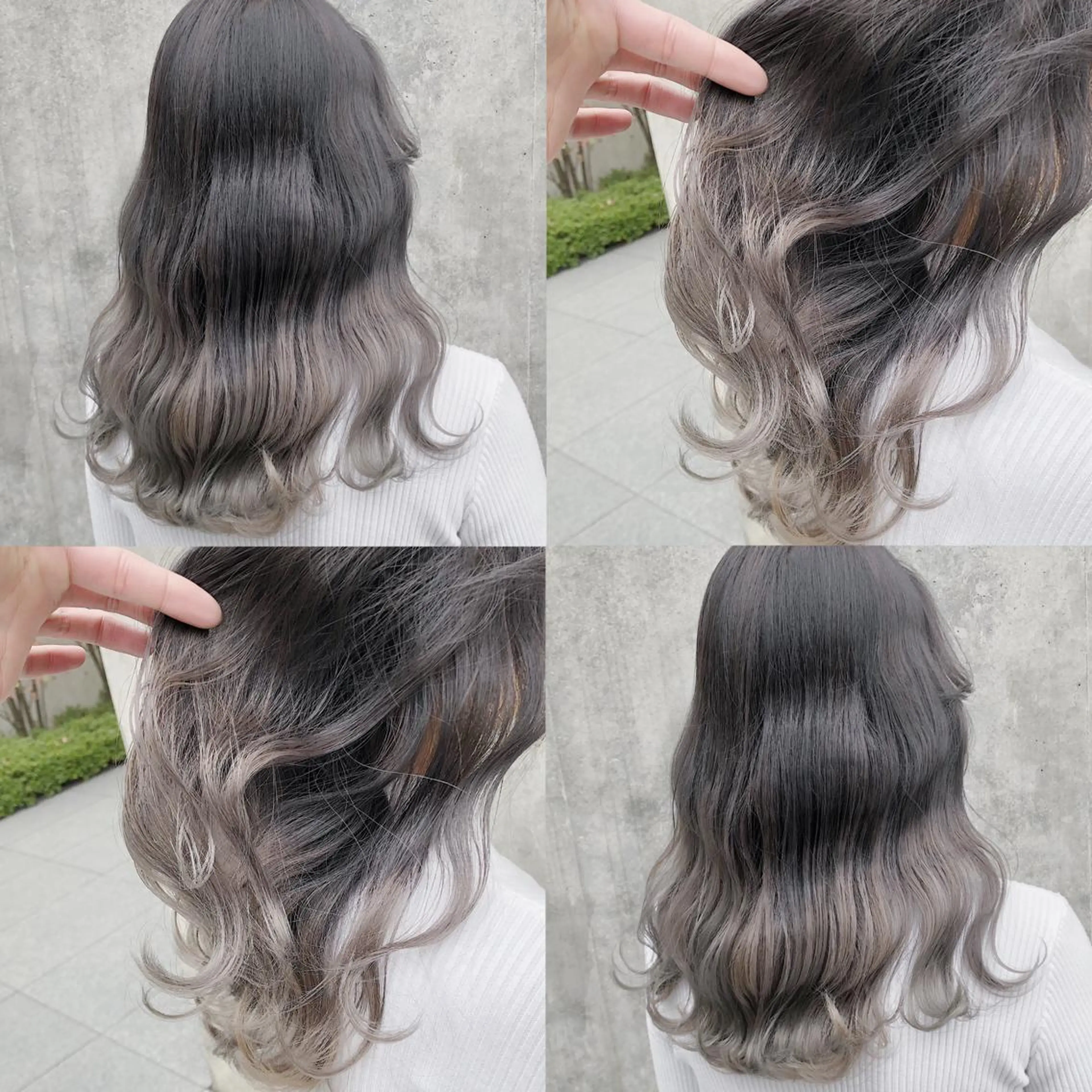 ロング カラー ヘアアレンジ メンズ キッズ グラデーションカラー グレージュ ヘアカラー トリートメント 💟Chloe原宿店 🩶ハイトーンのヘアスタイル