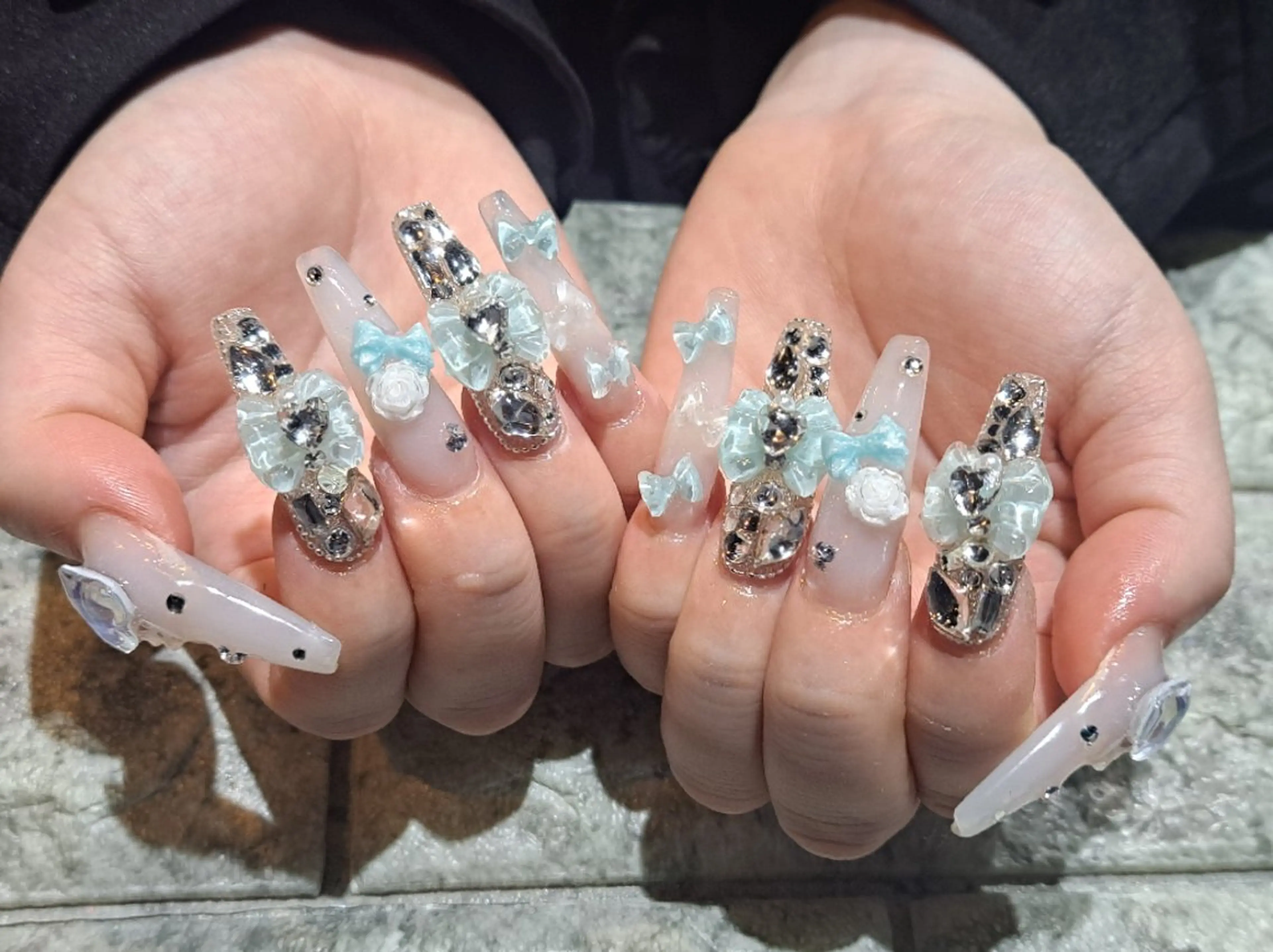 ネイル 長さ出し ロングネイル リボン RounGe町田店 🧸大谷のネイルデザイン