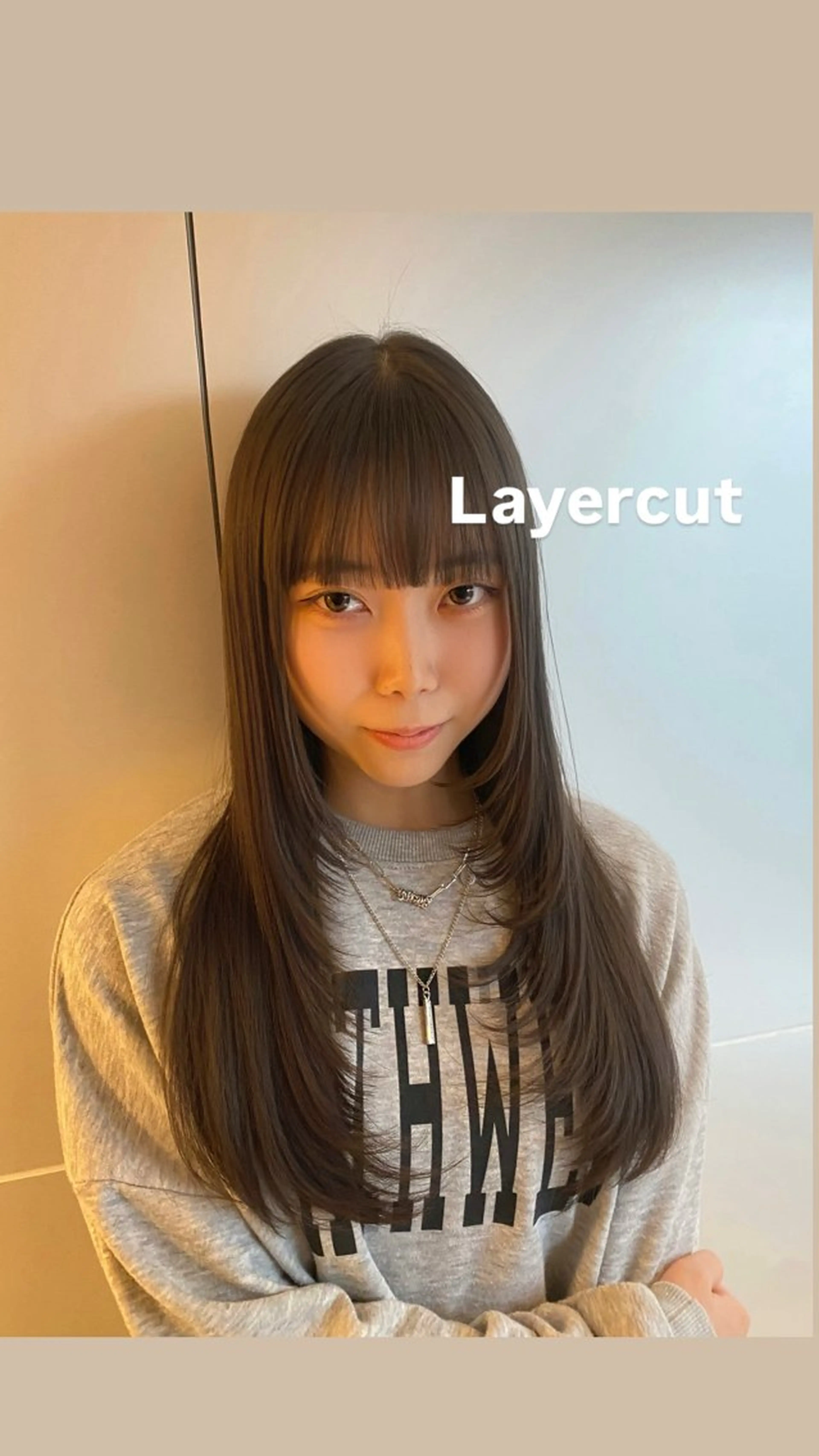 セミロング カラー ヘアアレンジ 韓国風ヘア レイヤーカット カット ヘアカラー 顔周り小顔カット ×ブリーチなしカラーのヘアスタイル