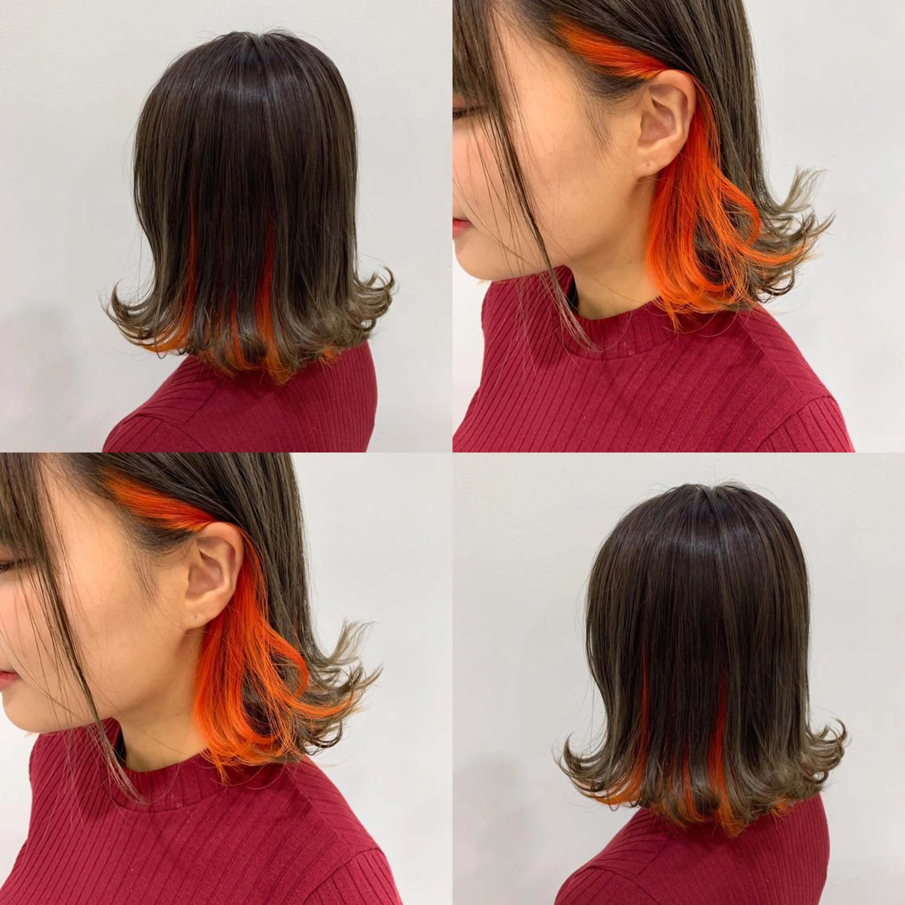 セミロング カラー インナーカラー オレンジ 🌻Insta指名 NO.1🌻Shoのヘアスタイル