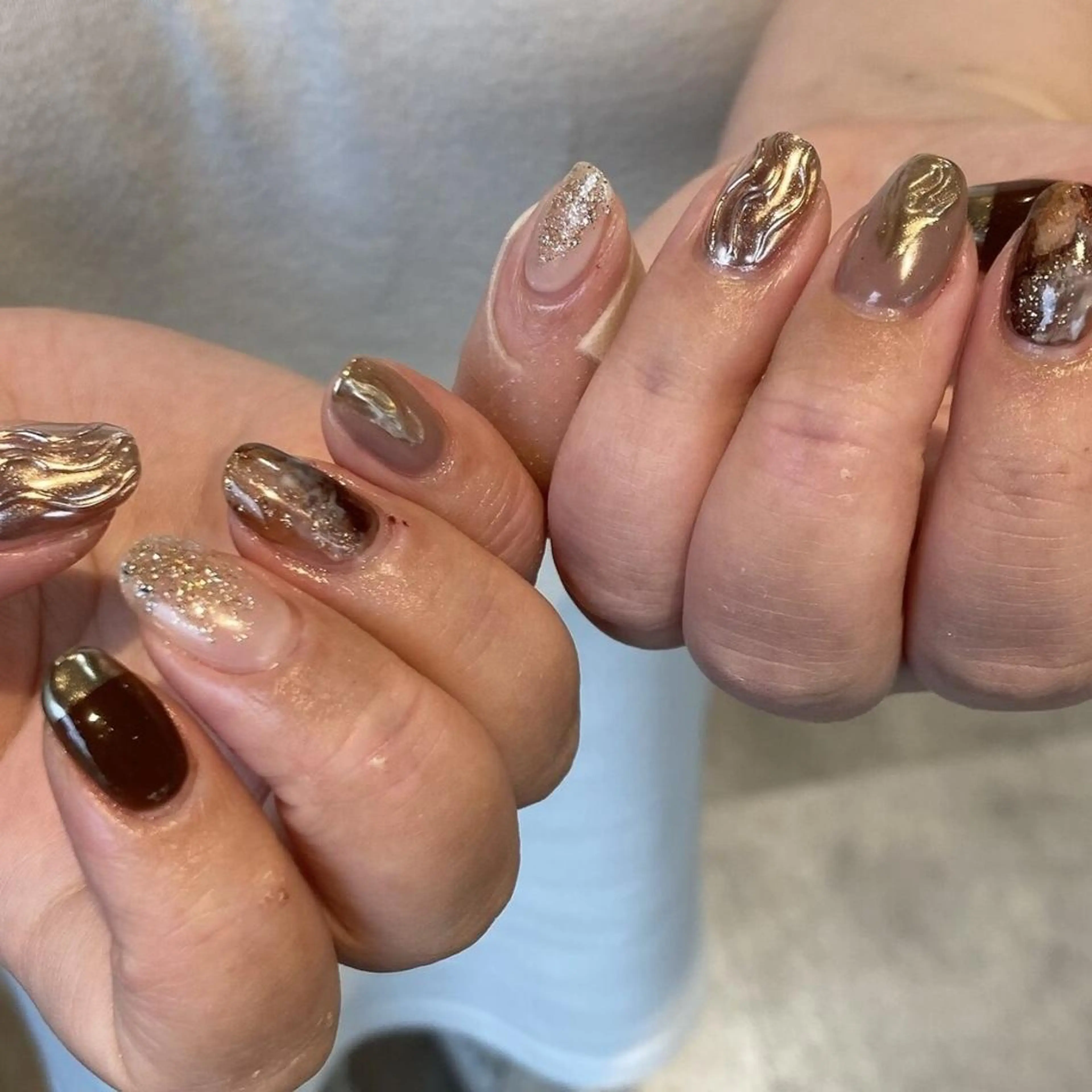 ネイル アートネイル ジェルネイル ミラーネイル ニュアンスネイル パラジェル 【パラジェル認定】 newiネイル京橋のネイルデザイン