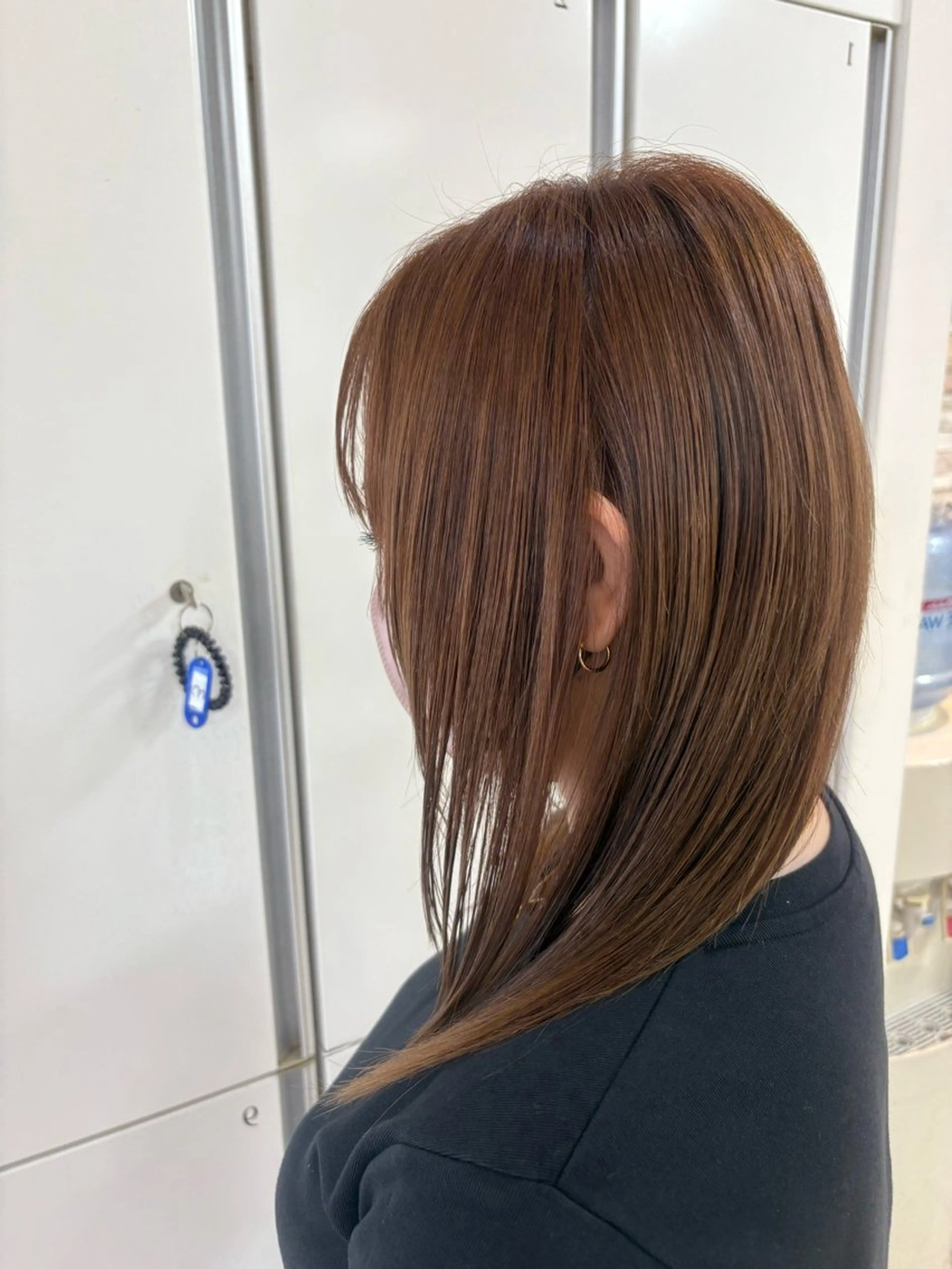 セミロング 顔まわりレイヤー 顔周りカット 外国人風カラー ハイライト 髪質改善 カット トリートメント CREA渋沢 モデル募集🌺アイナのヘアスタイル