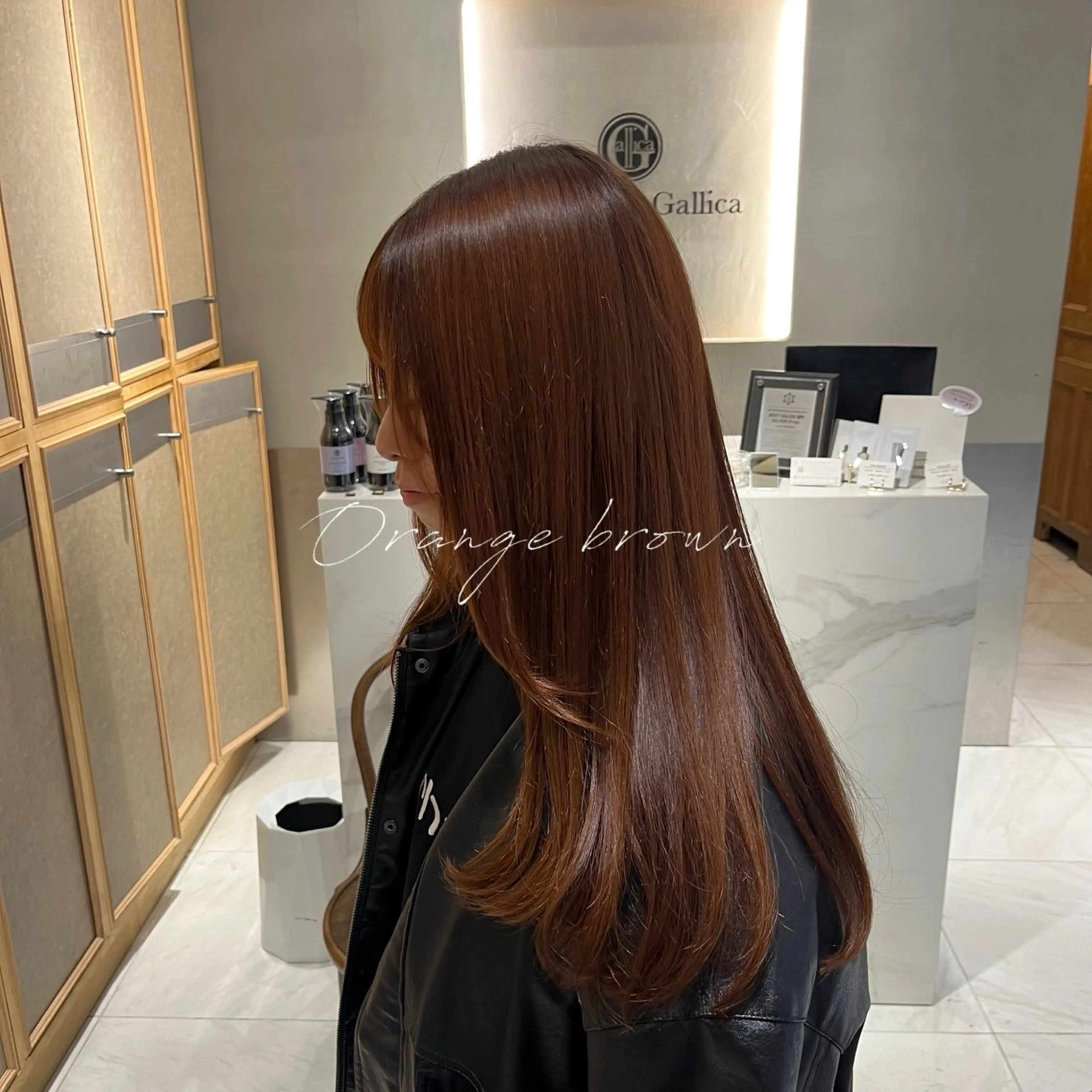 ロング カラー ブラウンカラー オレンジ オレンジブラウン レイヤーカット ローレイヤー カット ヘアカラー トリートメント ナミ🩶暗髪/暖色 ❤️/透明感/縮毛のヘアスタイル