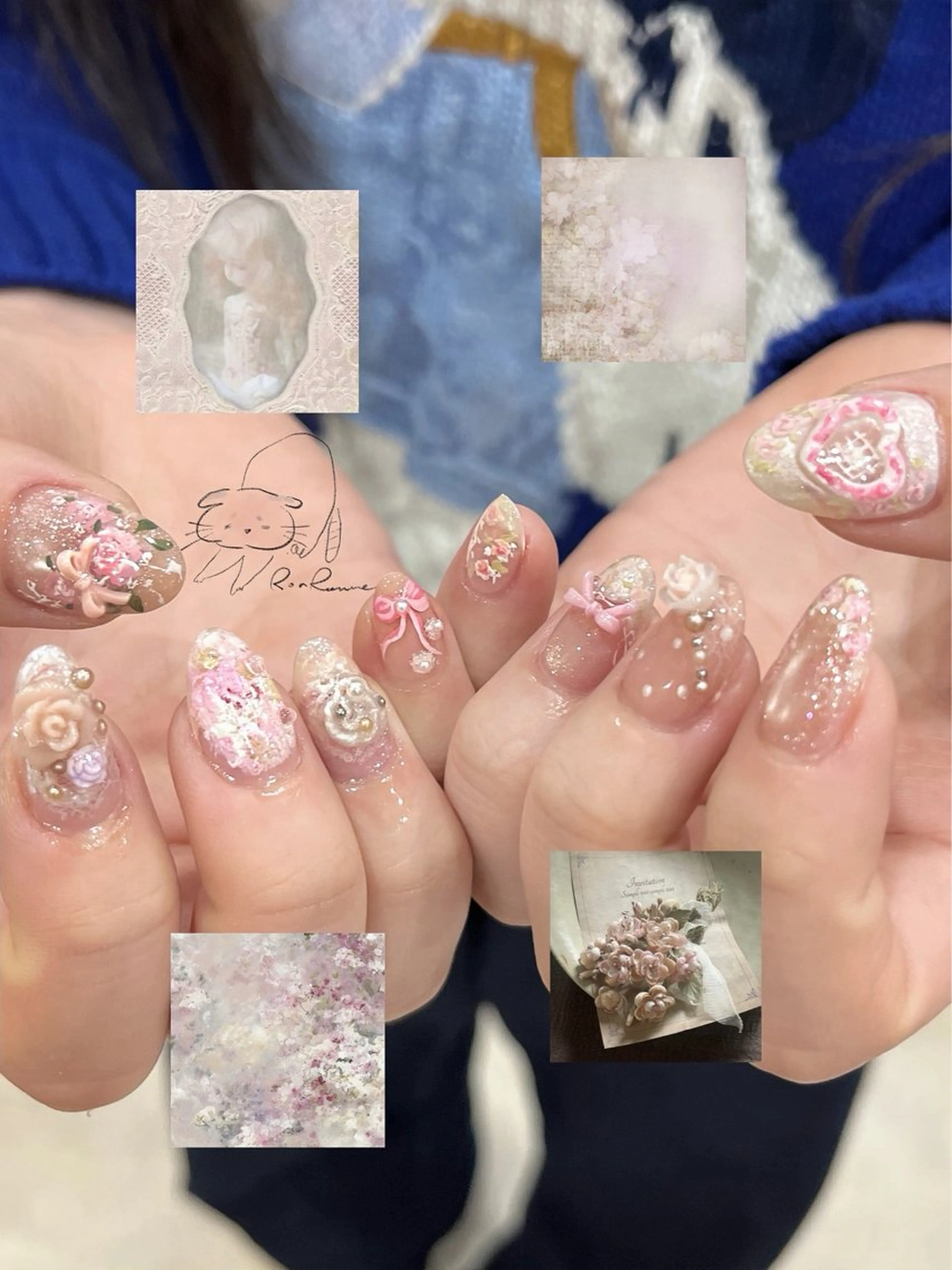 ネイル オーロラネイル 長さ出し フレンチネイル ジェルネイル ミラーネイル ハンドネイル Cho Artネイル所属・ronronne .のネイルデザイン