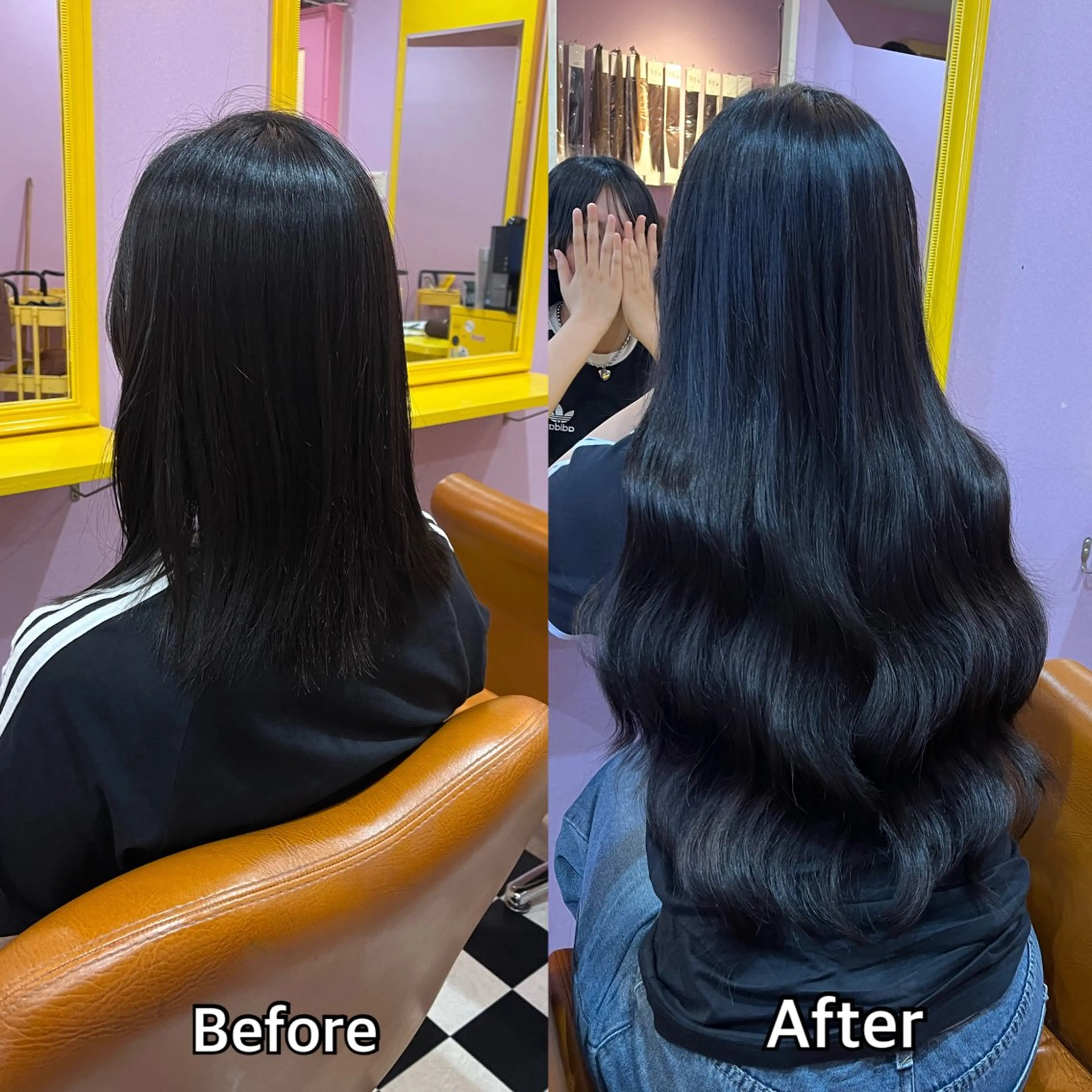 ロング シール＋ちび編み込み エクステ梅田🐨のヘアスタイル